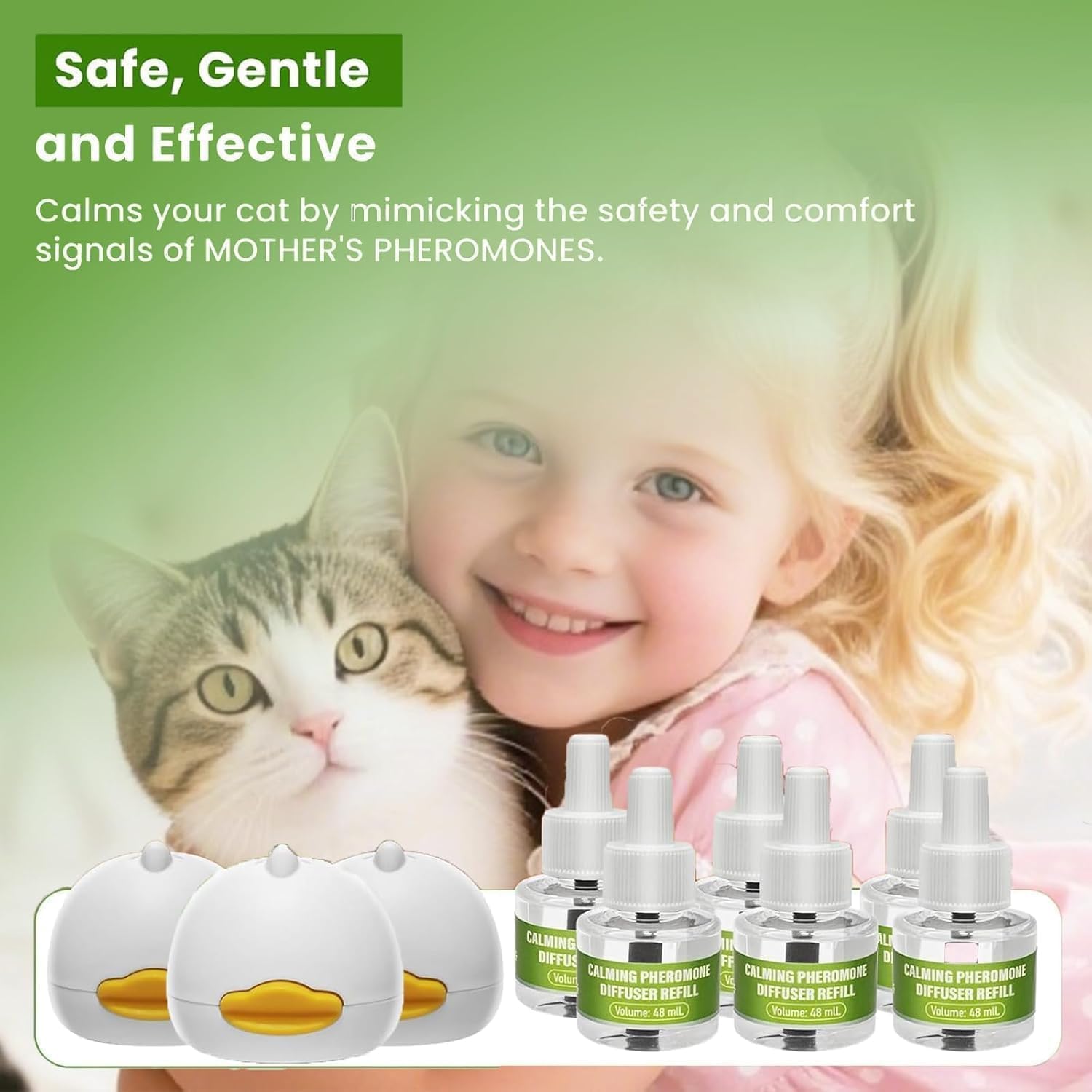 Flovintrek 9 Pack Cat Calming Pheromone Diffuser Refills Kit - 3 Plug-Ins & 6 Refills (48mL Each), 180-Day Continuous Stress Reduction & Aggression Control for Cats - image 3