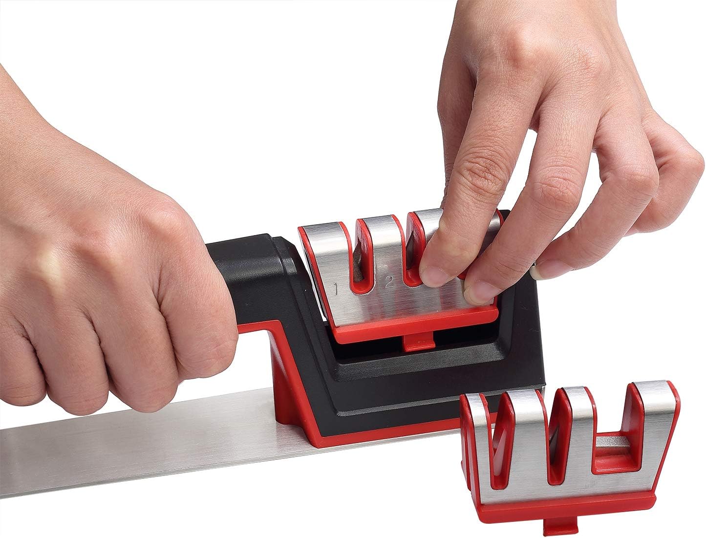 To encounter Kitchen Knife Sharpener Scissors Sharpener 3 Stage Sharpening Kitchen 8 Inch Chef Knife 8 in 1 Cooking Scissors For Meats Vegetables with Protective Case Nut Cracker Bottle Opener