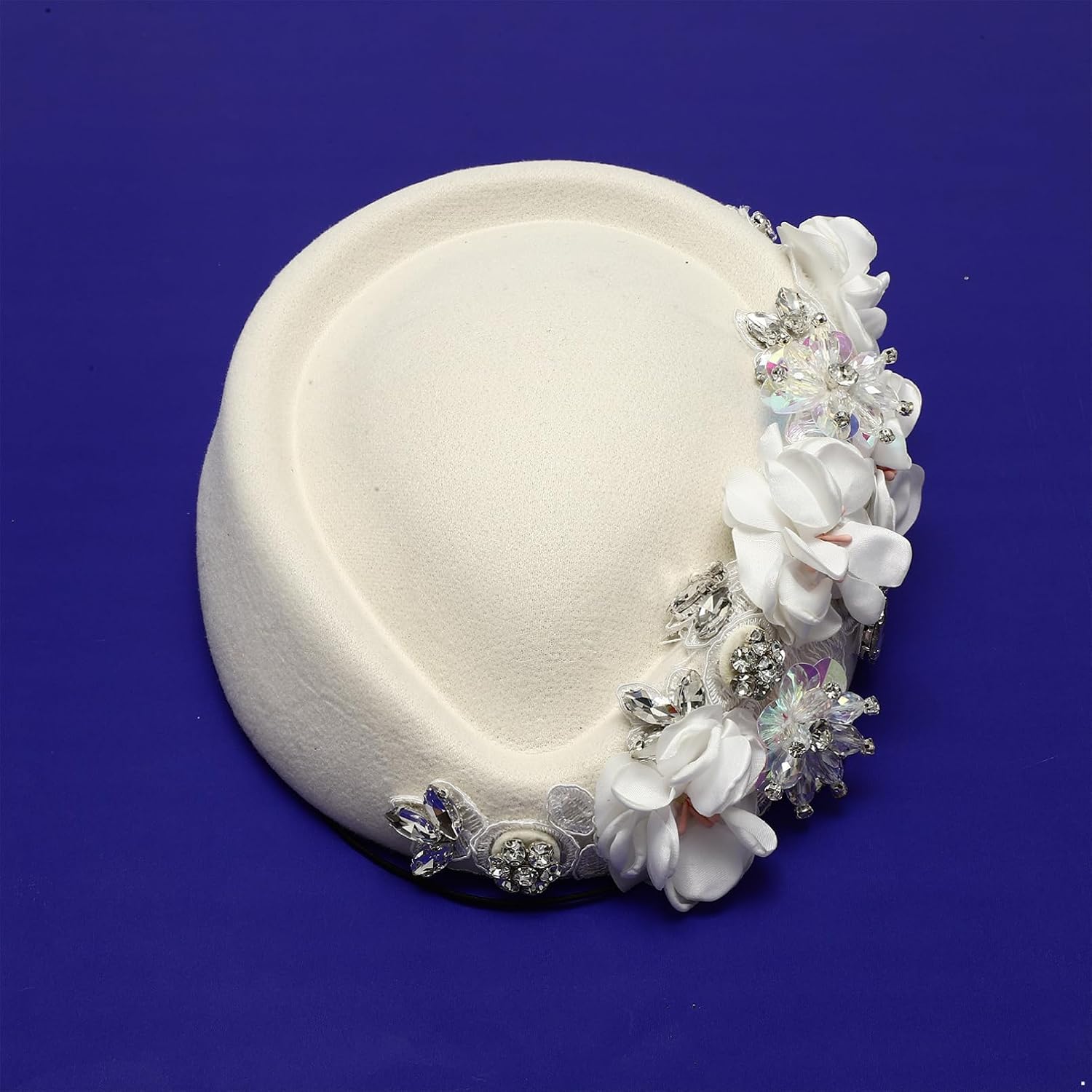Vintage Beret Hat Pillbox Church Derby Hat Retro Fedoras With Rhinestones Flower For Banquet Tea Party Wedding
