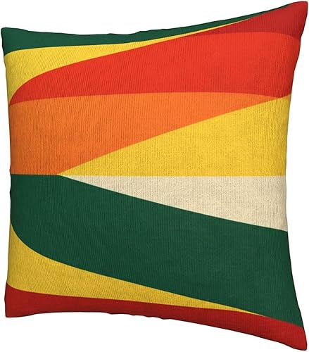 Miniatura 8 de Pack of 2 Short Plush Throw Pillow Covers 18 X 18 Inch, Retro Red Green Orange Pillow Cover Comfortable Pillow Cases, Square Pillow Covers Cushion