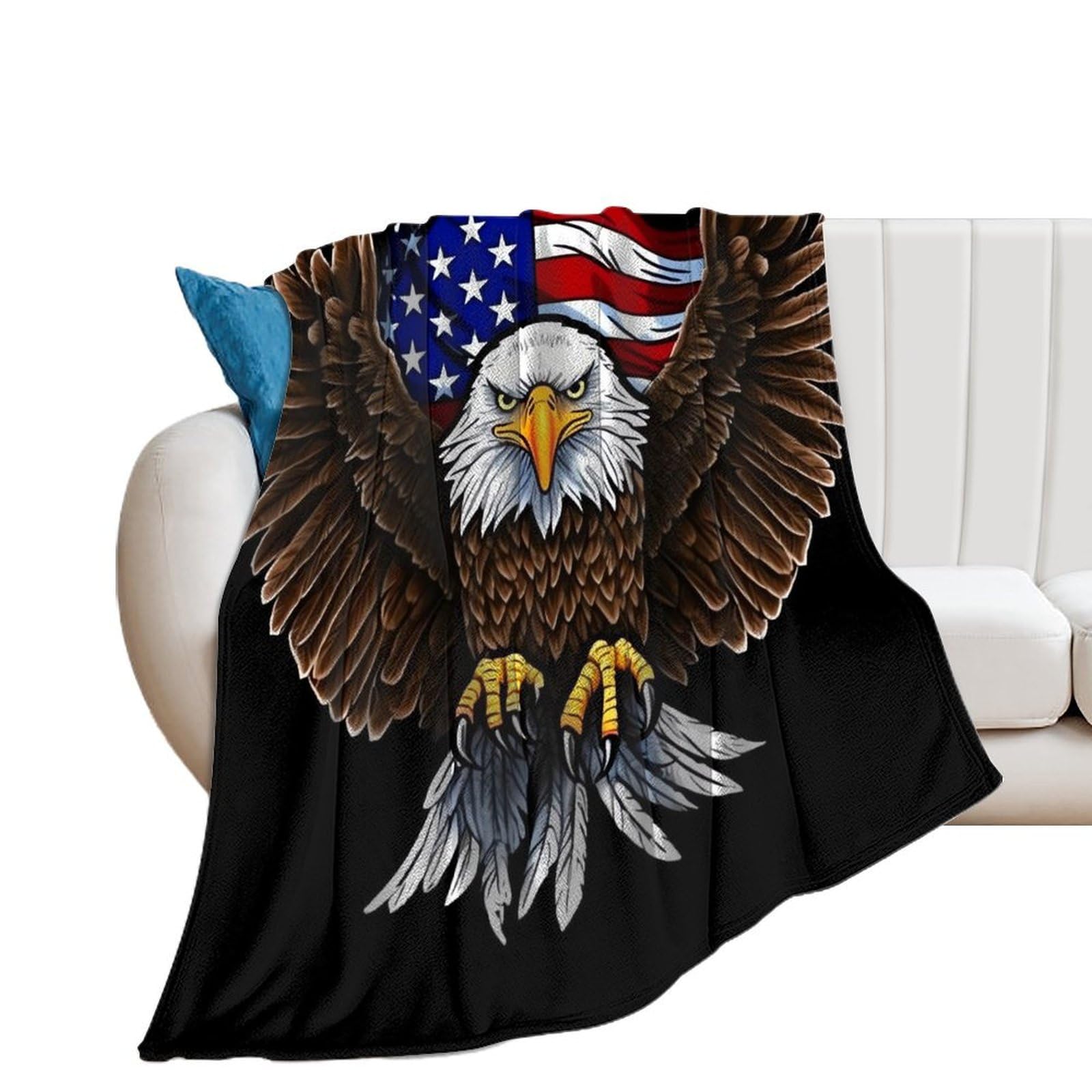 Couverture flanelle drapeau USA idéale pour vos soirées cocooning devant la télé