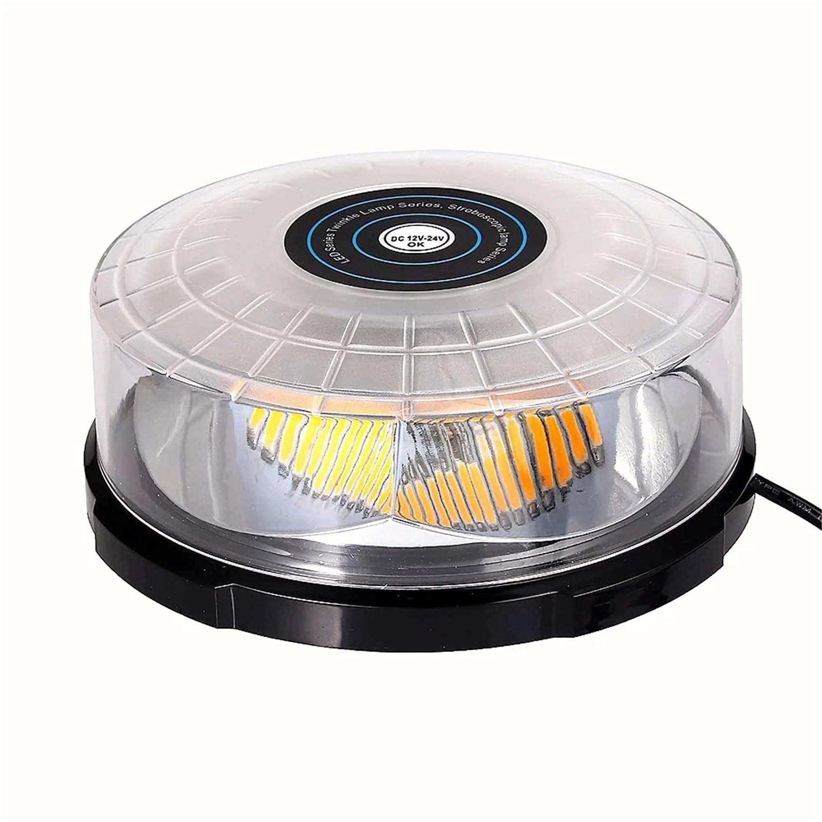 24 LED bursztyn magnetyczny do montażu na suficie samochodu, policyjny błysk, lampka ostrzegawcza pojazdu, światła stroboskopowe, 12 V 24 V Beacon