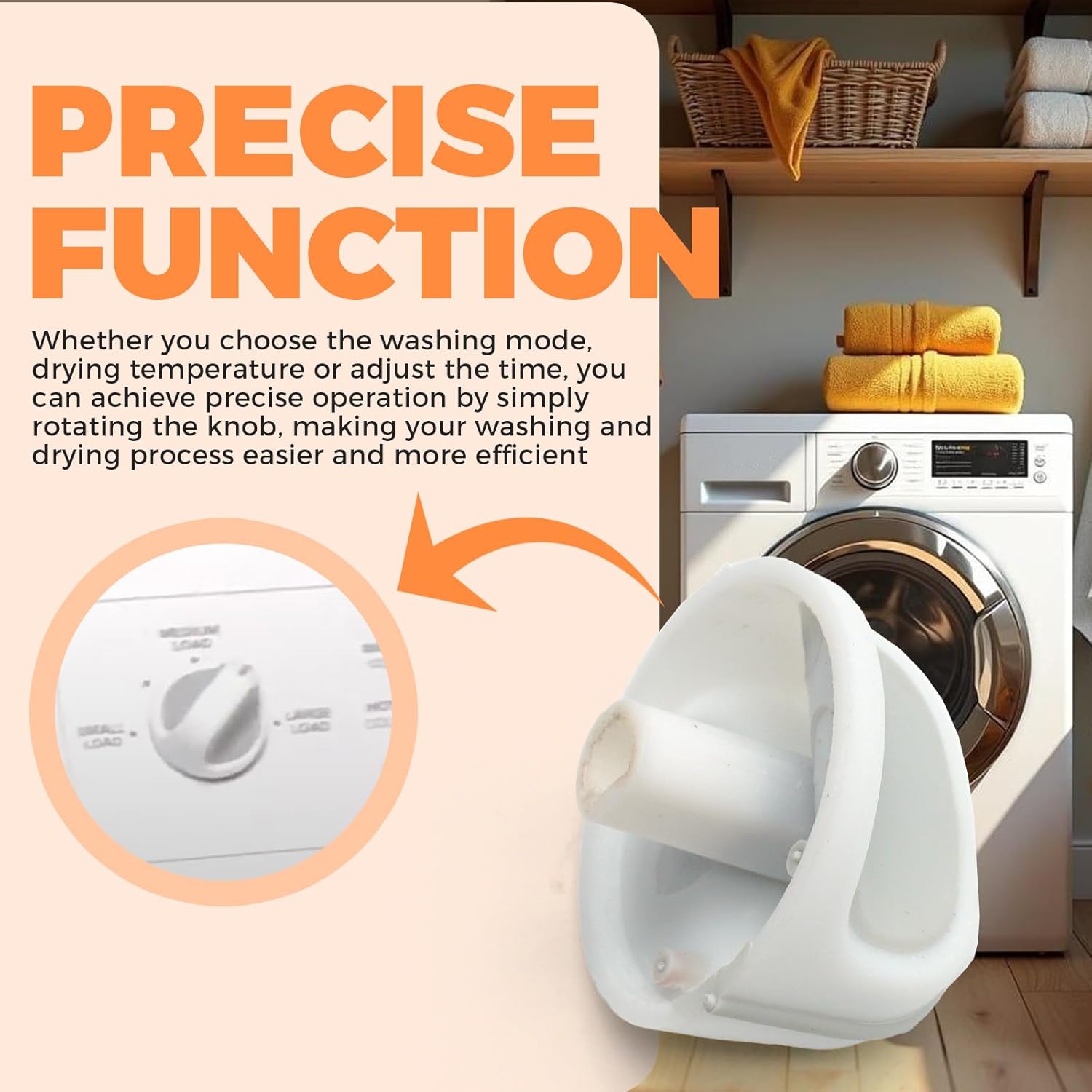 WP3402572 Washer Dryer Control Knob for Whirlpool Kenmore, Washer Knob Replaces 3402572 3402576 528257 PS11741647 WP3402576, 4 Pack