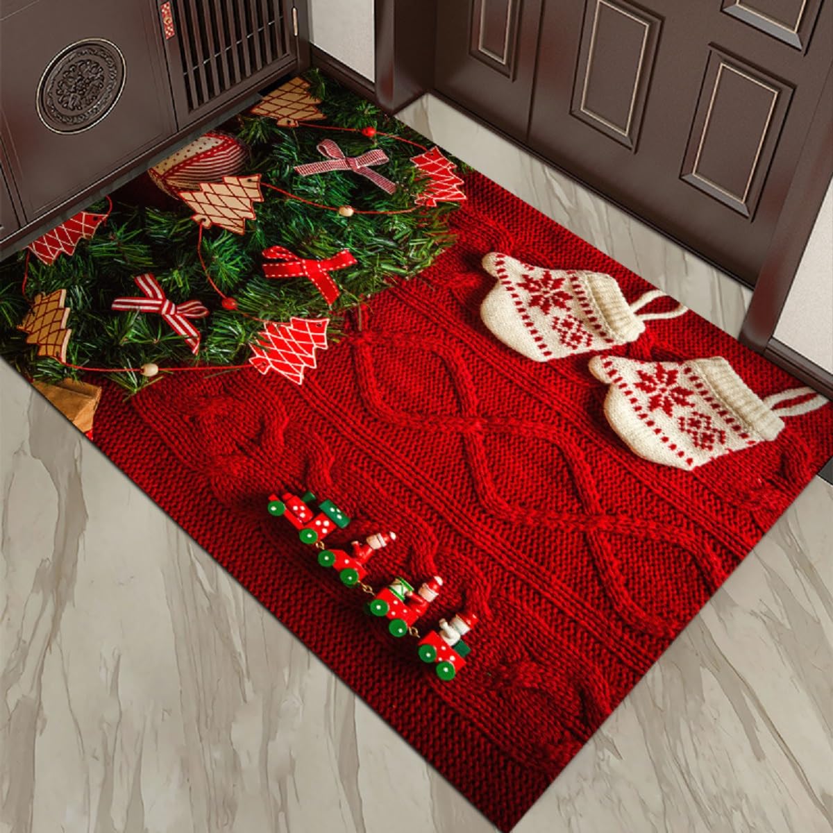 Zempertoopa Alfombra de Navidad, 40 x 60 cm, felpudo, decoración navideña, felpudo, puerta de casa, para dormitorio, pasillo, salón, cocina, baño, alfombra (C)