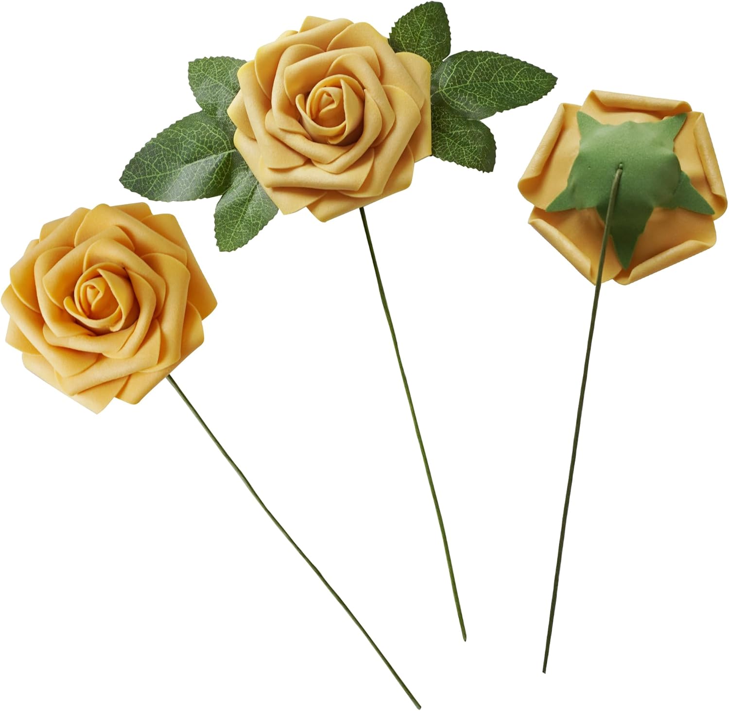 Artificial Flower Foam Rose 25pcs Real Looking Fake Rose with Stems Leaves for Home Decoration Party Garden Centerpieces DIY Wedding Bouquets（Shades of Burnt Orange Rose） - Image 3