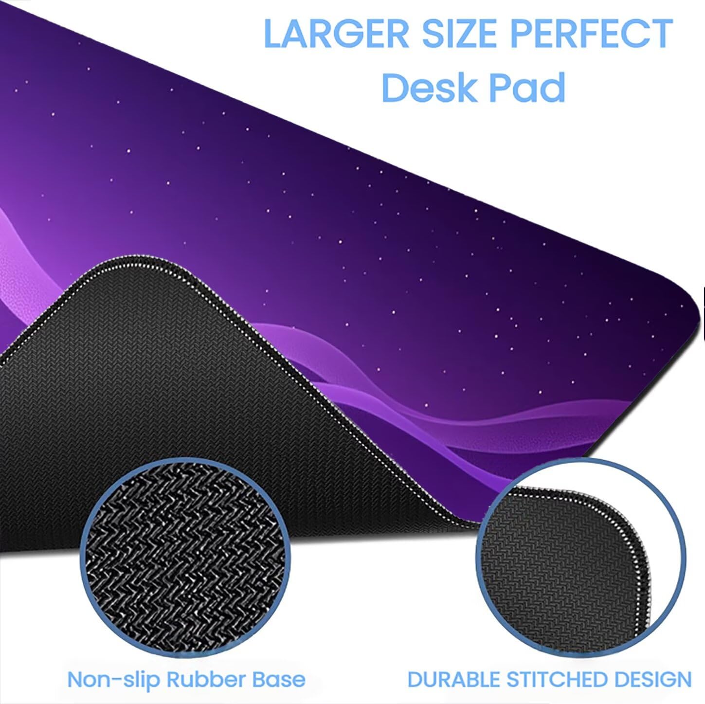 Lpfieonn Einfach Schreibtischunterlage XXL, Lila Schreibtischunterlagen Großes, Gaming Mousepad XXL mit ernähter Rand und Rutschfeste Gummibasis, Desk Mat für PC/Laptop/Mausa 120x60cm PF-3728