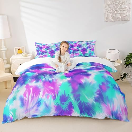Miniatura 104 de Feelyou Juego de funda de edredón con estampado floral en 3D para niñas y niñas, elegante, con estampado floral morado, romántico, con purpurina