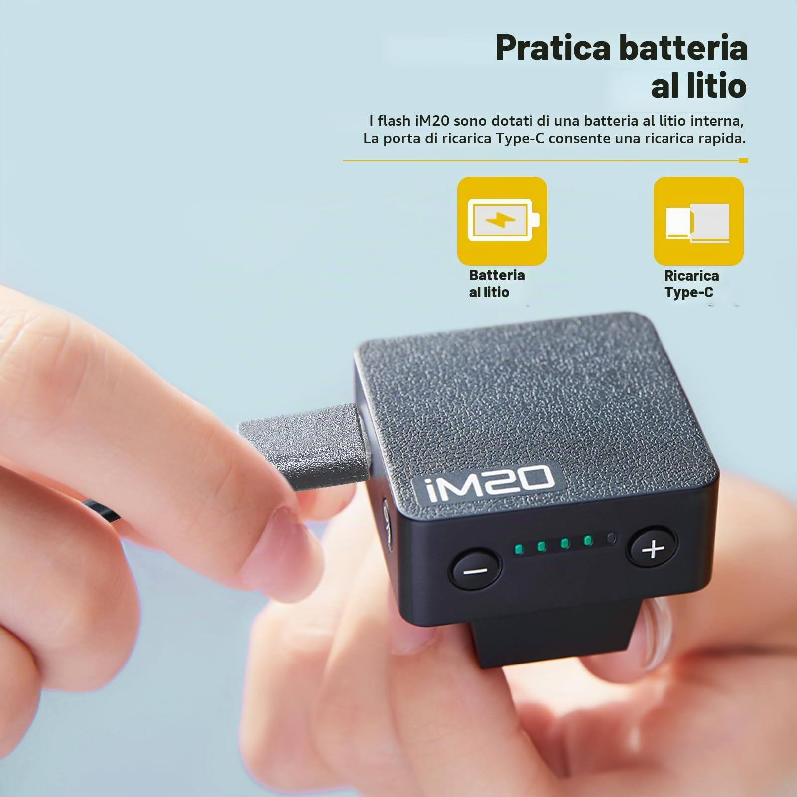 Godox iM20 Fotocamera Flash, Batteria incorporata con 5 Livelli Flash Power per Canon/Sony/Fuji/Nikon/Panasonic/Olympus, per Fotocamere con Hotshoe Singolo Contatto