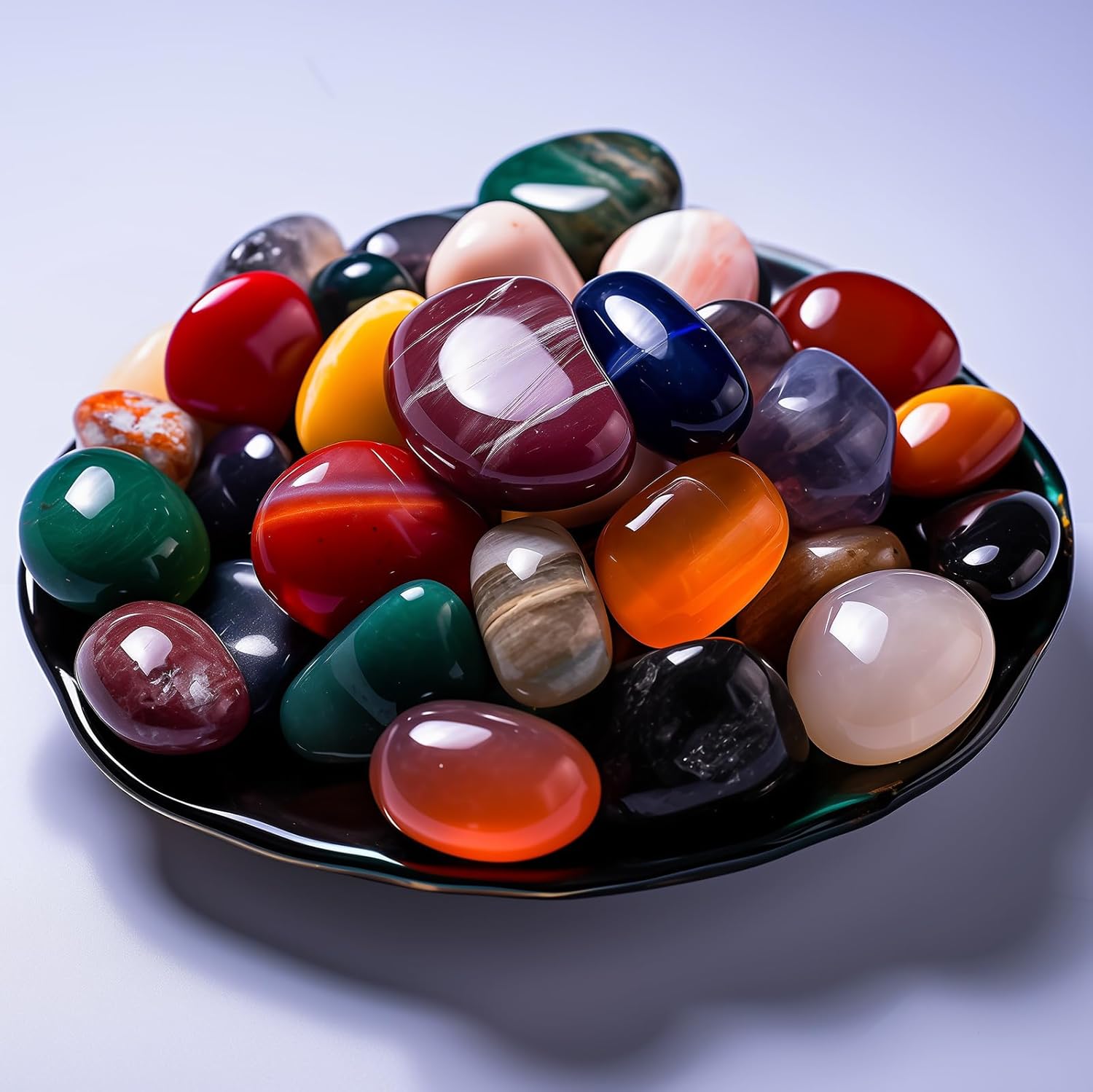 Polished Multicolor Healing Crystal Stone Set, 24 Types of 0.8" Handpicked Tumbled Stones for Healing, Reiki, Meditation, Crafting, Home Decor, Ethically Sourced, Mixed Crystals-0.8" Mixed Crystals - 24 Types 0.8"