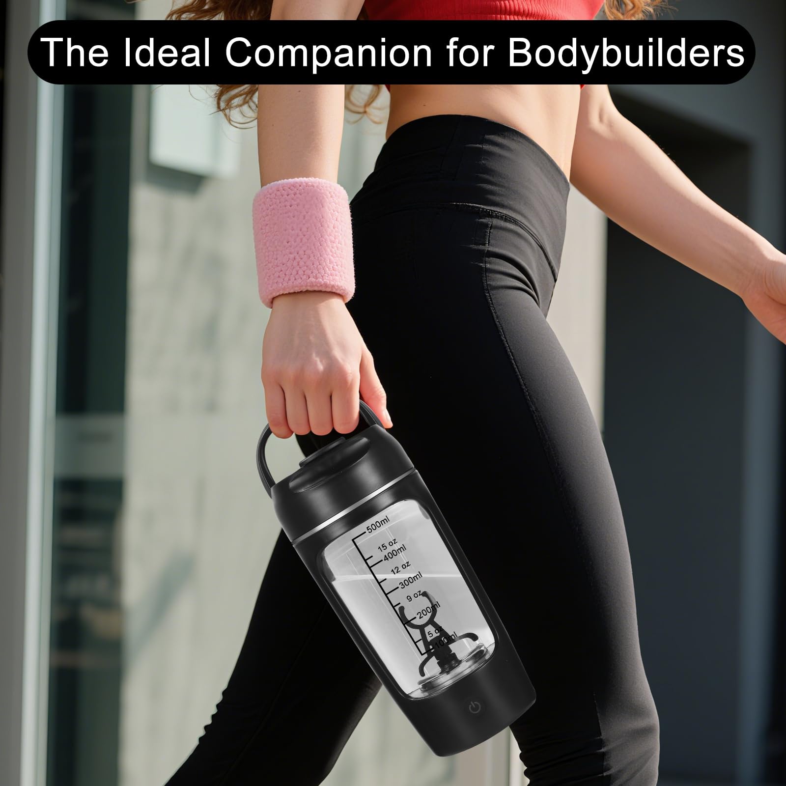 Mezclador de Proteinas Eléctrica, Botella Mezcladora Recargable por USB, 650ML Vaso Shaker Portable, Mezcladora automática de proteínas con Caja de Polvos, coctelera para cremoso, Proteínas (Negro)