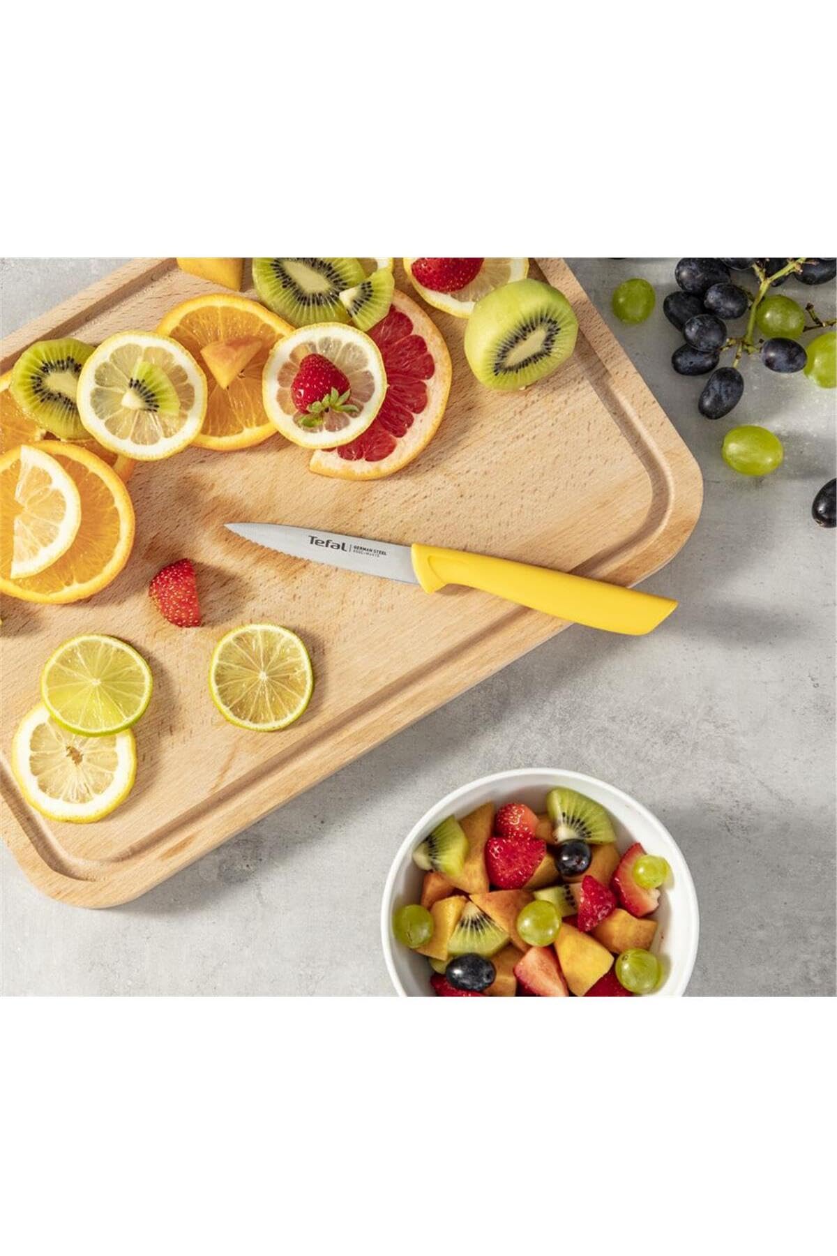Tefal K27321 Colorfood soyma bıçağı 8 cm | dişli | Alman paslanmaz çelik | çok yönlü | korozyona dayanıklı | ergonomik | güvenli | sarı