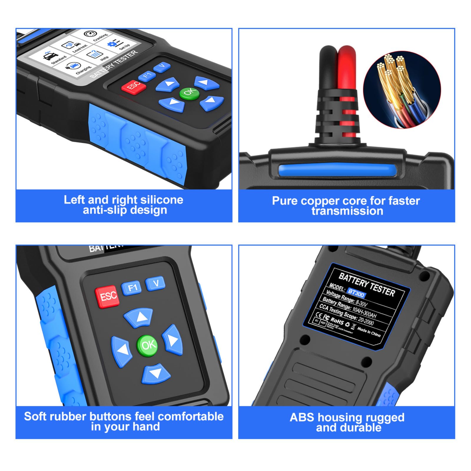 12V / 24V Tester Batteria Auto per Tesla Model 3 Model X Model Y Model S, Tester Digitale con Display LCD Controllo Salute Batteria Auto Batterie Analizzatore di Batterie
