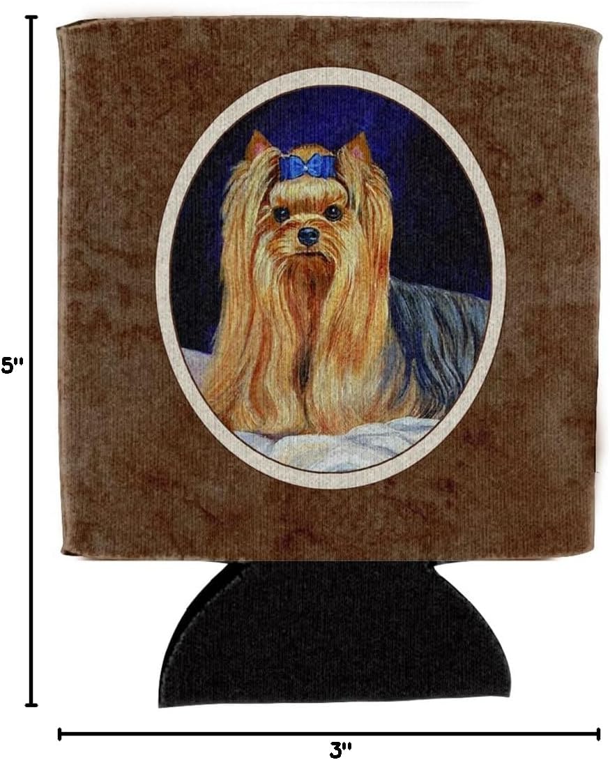 Caroline's Treasures 7157CC Yorkie Can or Bottle Hugger Cooler Washable Drink Sleeve Collapsible Beverage Insulated Holder, Can Hugger, Multicolor image 2