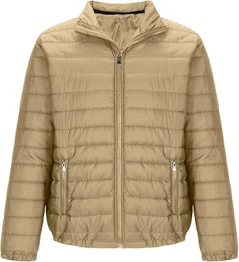 Men's Quilted Puffer Jackets Lightweight Packable Full Zip Down Coat Casual Warm Bubble Jacket Outwear with Pockets