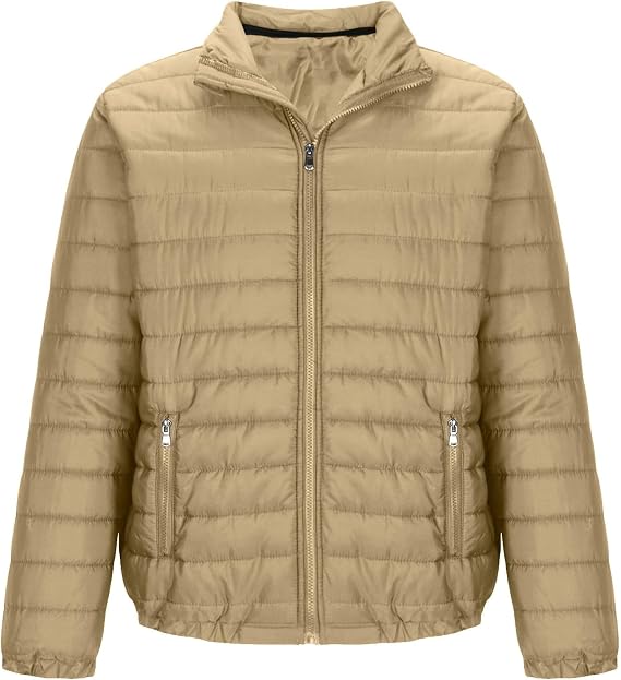 Men's Quilted Puffer Jackets Lightweight Packable Full Zip Down Coat Casual Warm Bubble Jacket Outwear with Pockets