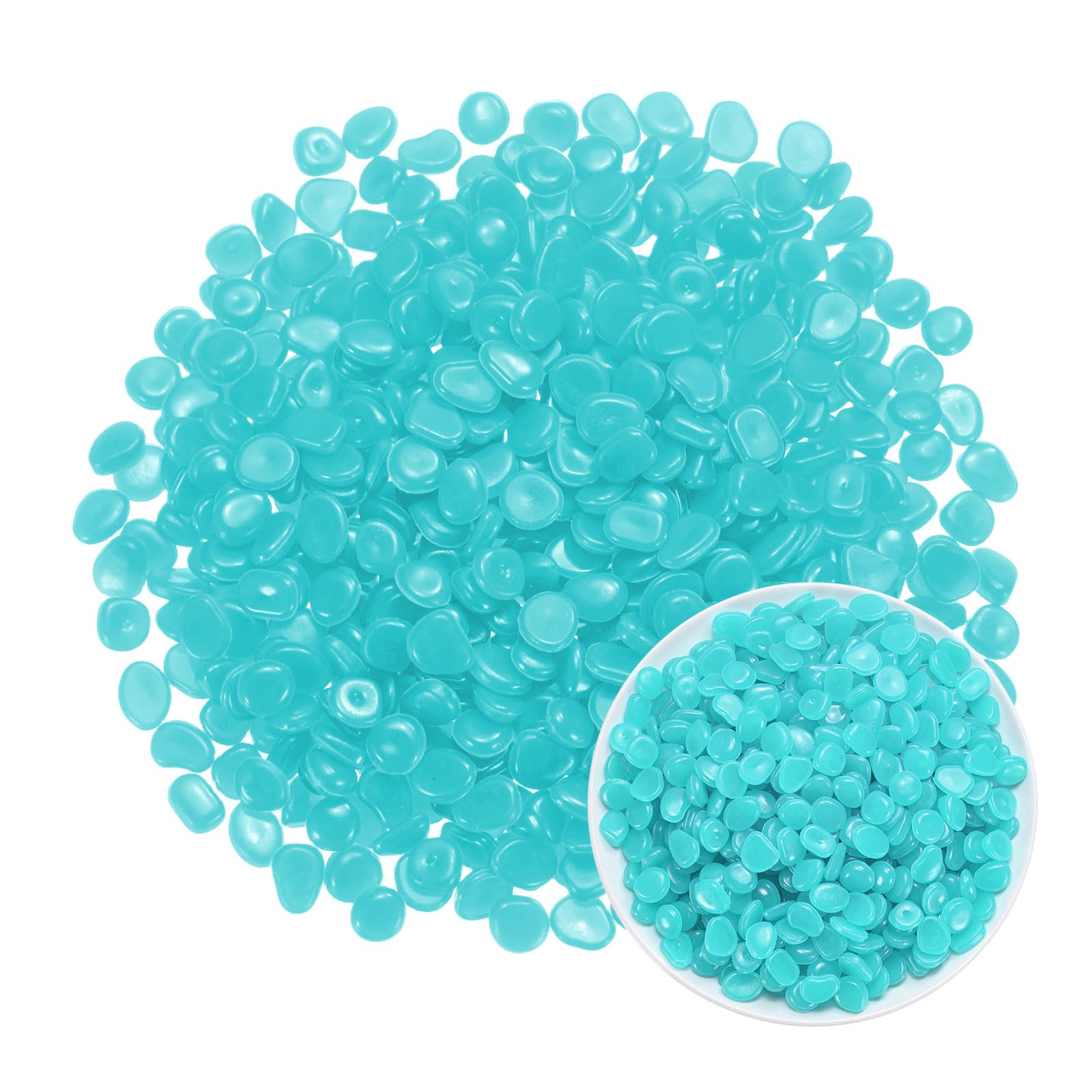 M METERXITY 1000-Pack Glow in the Dark Rocks, 0.43" Resin Outdoor Garden Decorations Luminous Pebbles Stones for Garden Plants/Aquarium/Backyard Path, Aquarium Gravel [Light Blue]