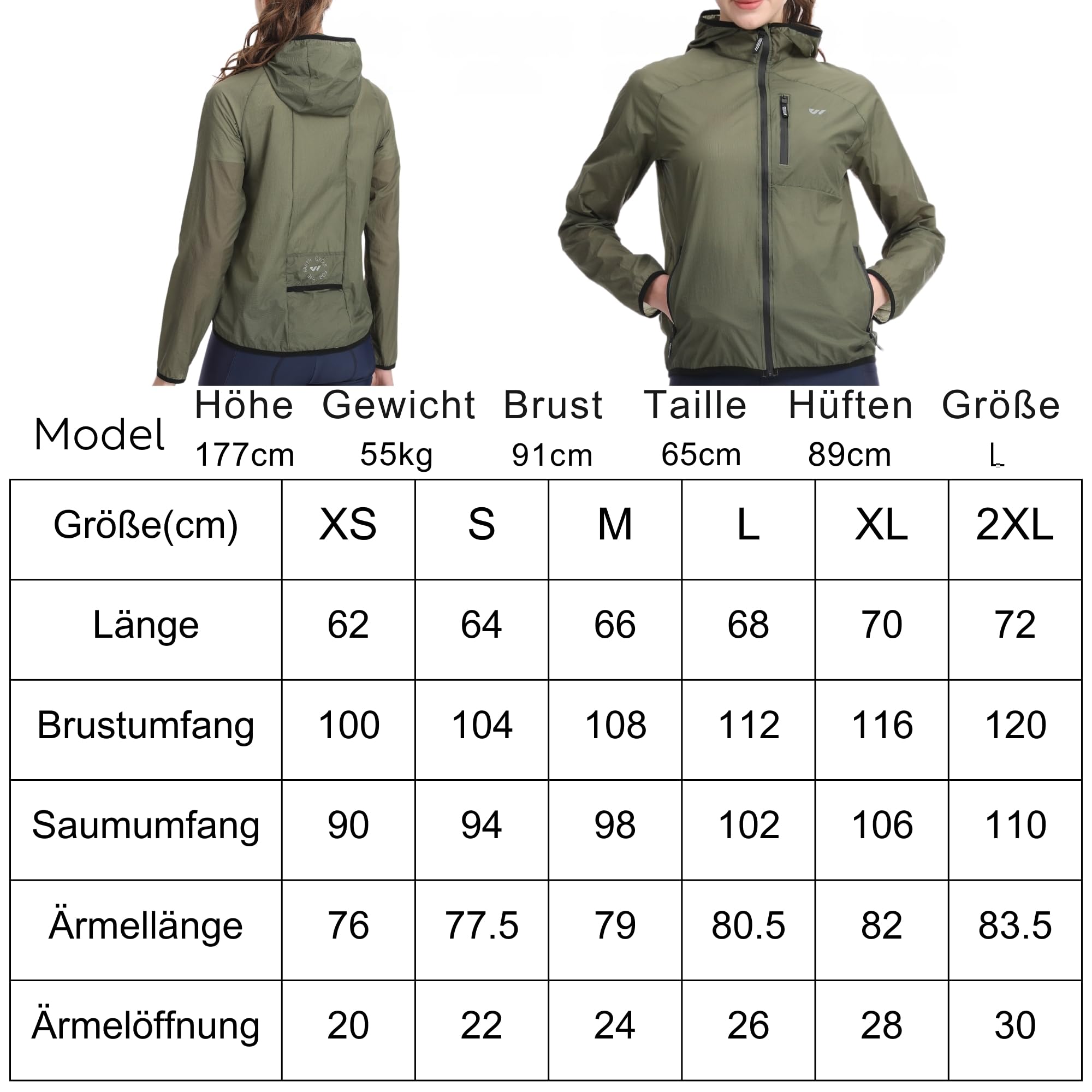 Wulibike Chaqueta de ciclismo para mujer, plegable, ligera y transpirable, chaqueta cortavientos reflectante para ciclismo, senderismo y exterior