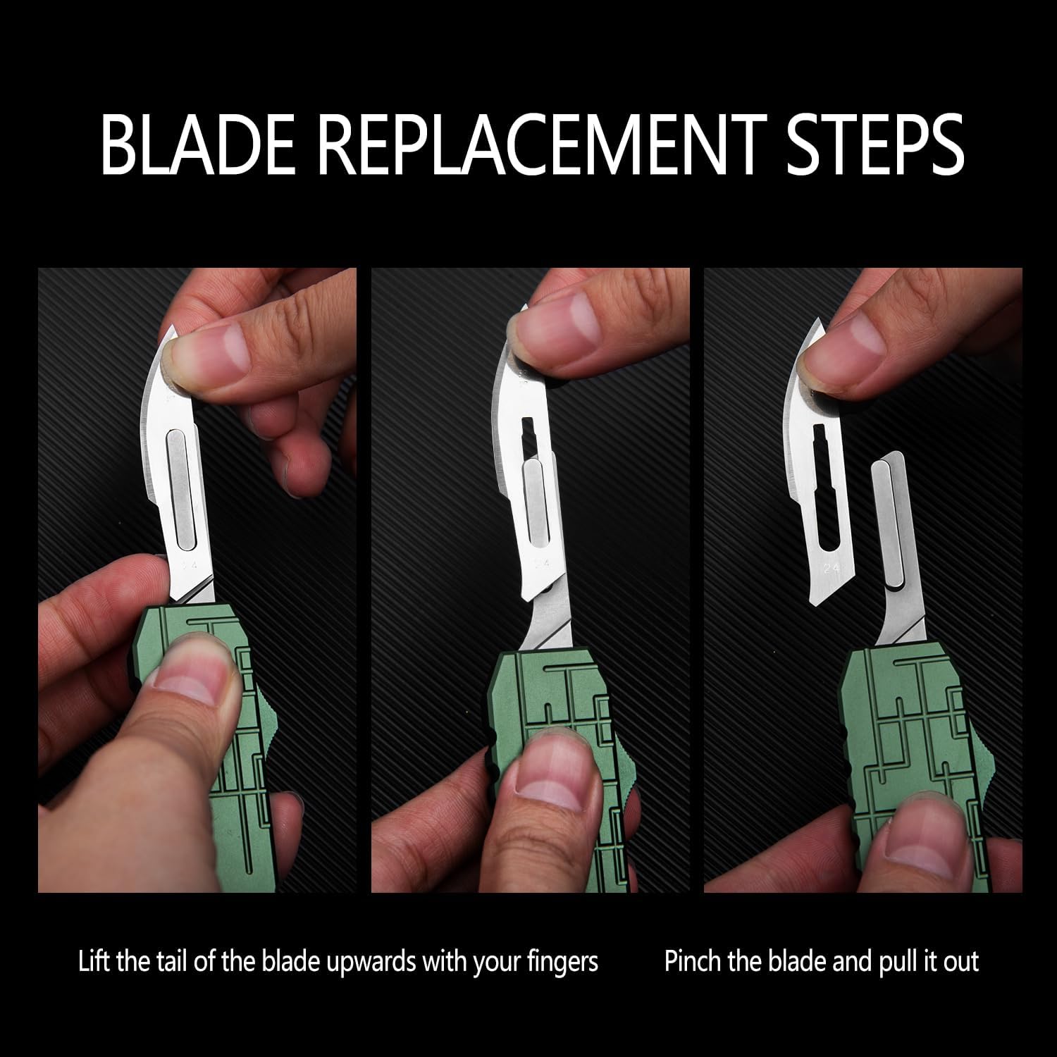Aluminium Alloy Pocket Knife with Clip, Folding EDC Utility Knife, Push Button Box Cutter with 10pcs Carbon Steel Blades