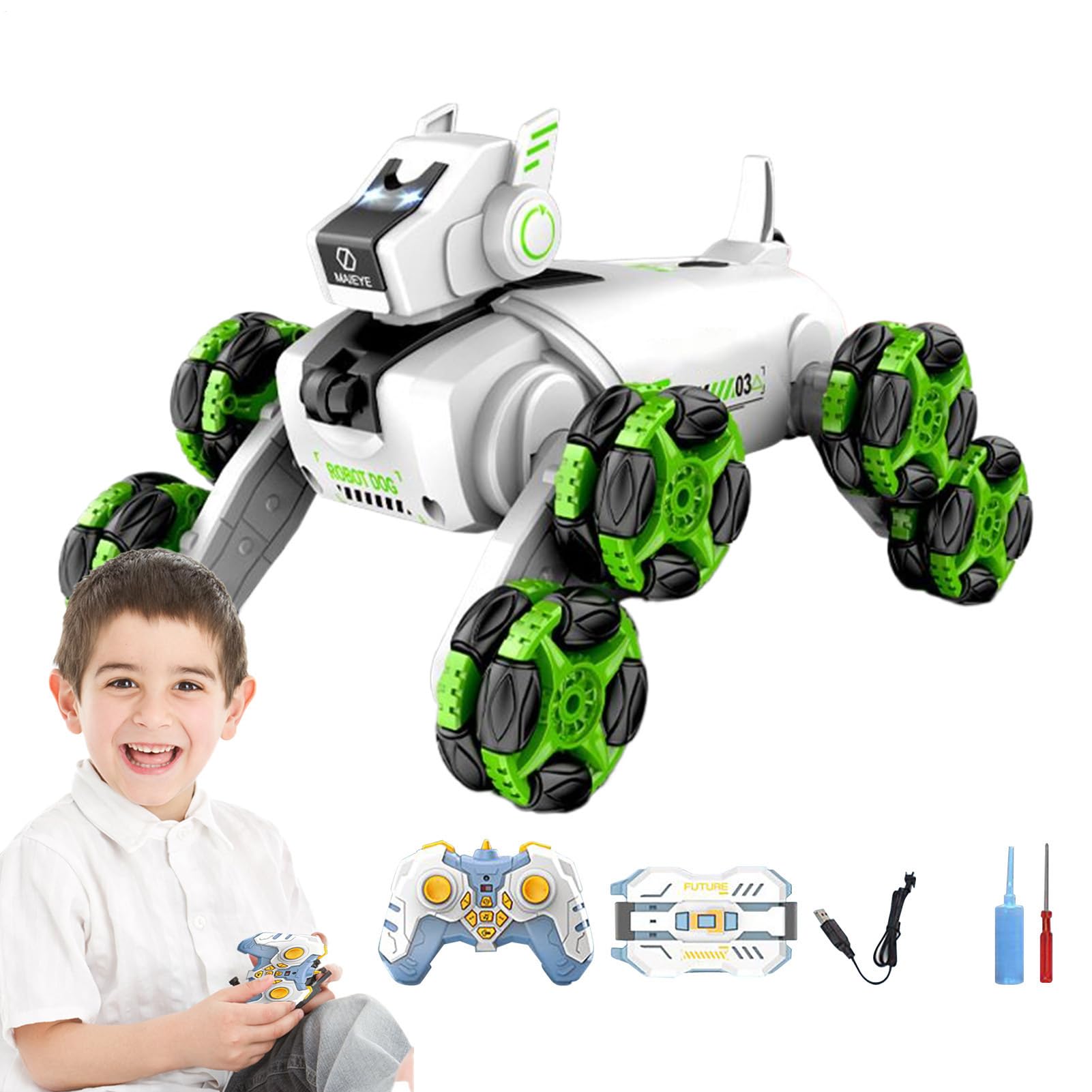 Cucciolo robot, giocattolo robot per cani Cane robot intelligente 8WD | Music & Light Featurd RC Auto giocattoli, animali robotici elettrici per ragazzi ragazze
