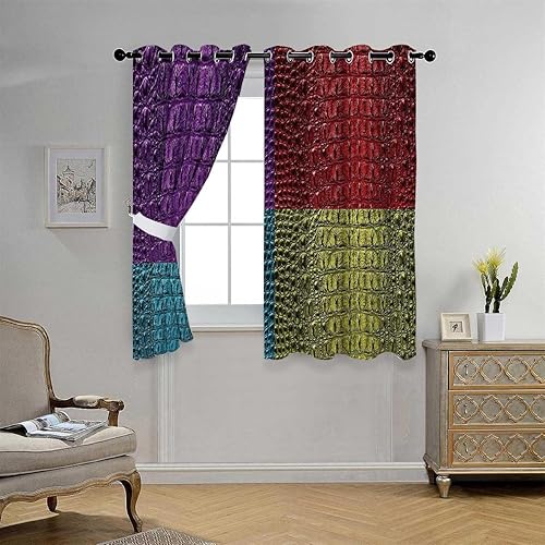 Miniatura 2 de Cortinas para Sala Elegantes Modernas Colección Animal Print con ojales, cortinas cortas de vidrio para puerta, oscurecimiento de habitación, 55