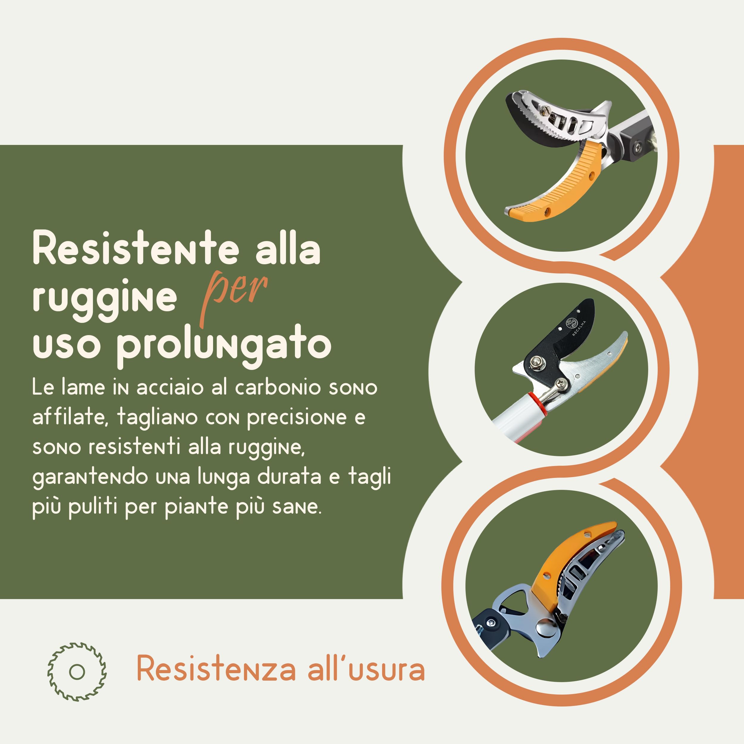 Cesoie Telescopiche da 130 a 220 cm, Telescopica Troncarami con Impugnatura Ergonomia, svettatoio telescopico con Cesoie per Potatura Bypass, Forbice Potatura con Manico Lungo