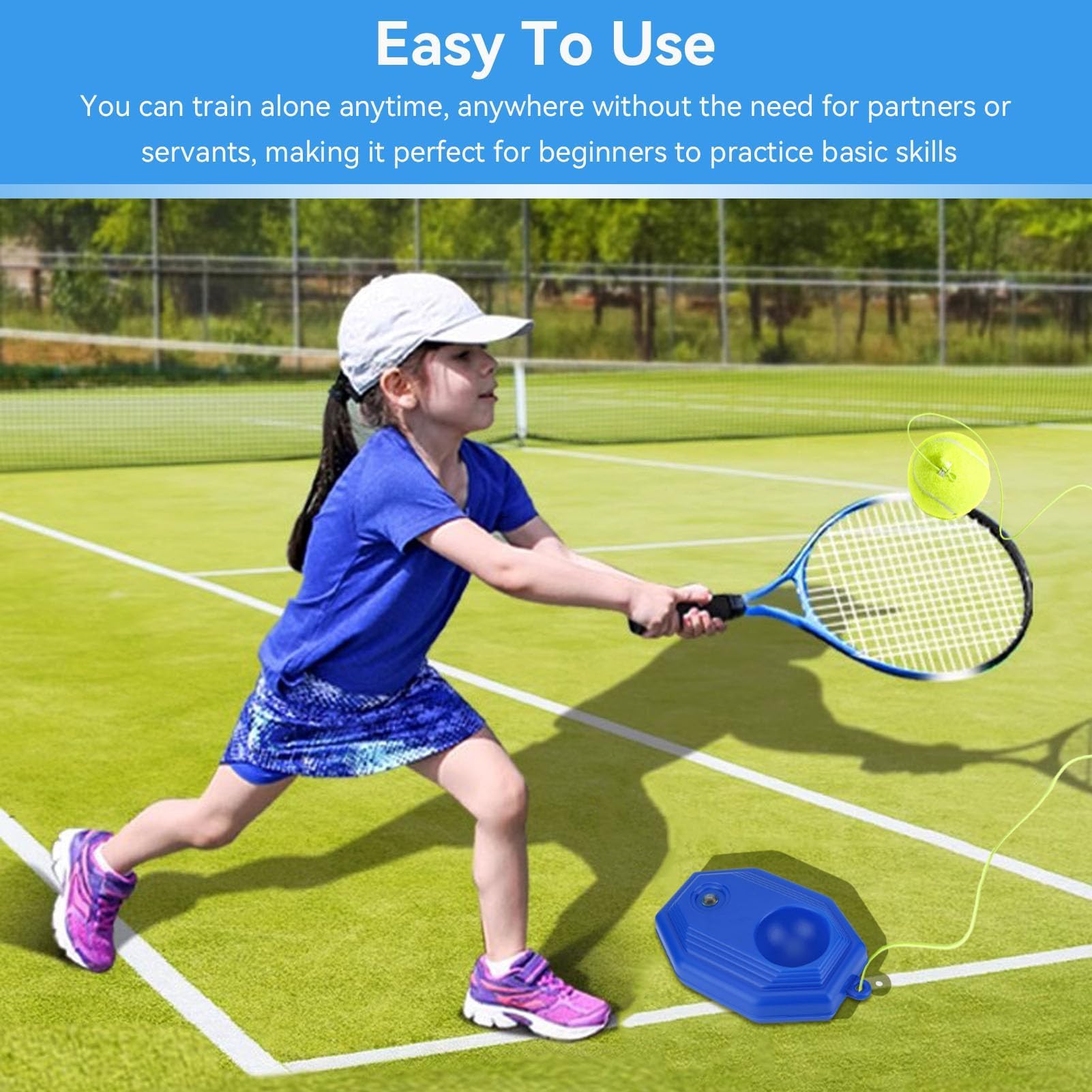 HERCHR Allenatore di Tennis Rimbalzo, Tennis Trainer Base Dispositivo di Allenamento per Tennis Ball Rebounder Attrezzatura da Tennis Portatile Auto-Pratica per Allenamento di Tennis