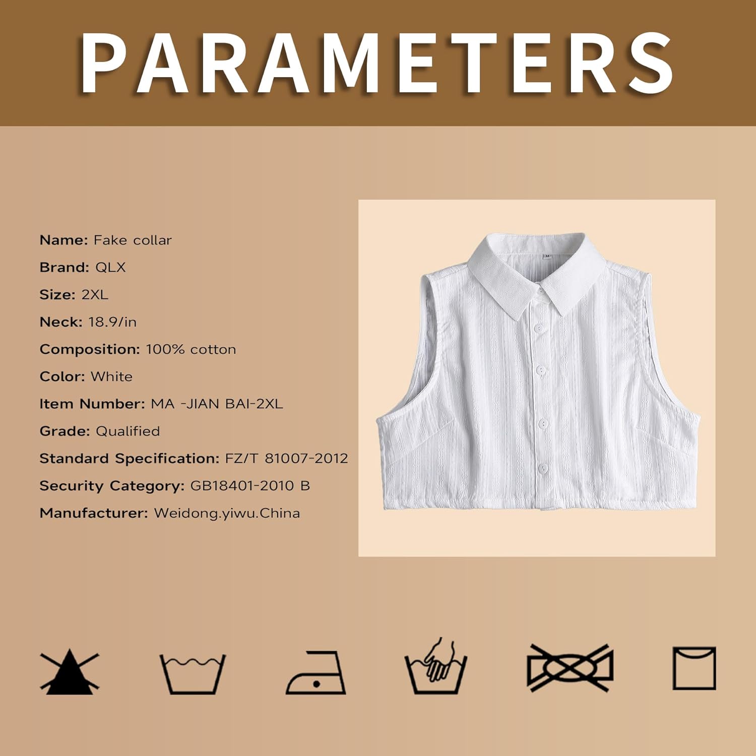 Detachable Collar Shirts for Women Dickey Collar Sizes S M L XL 2XL - Image 2