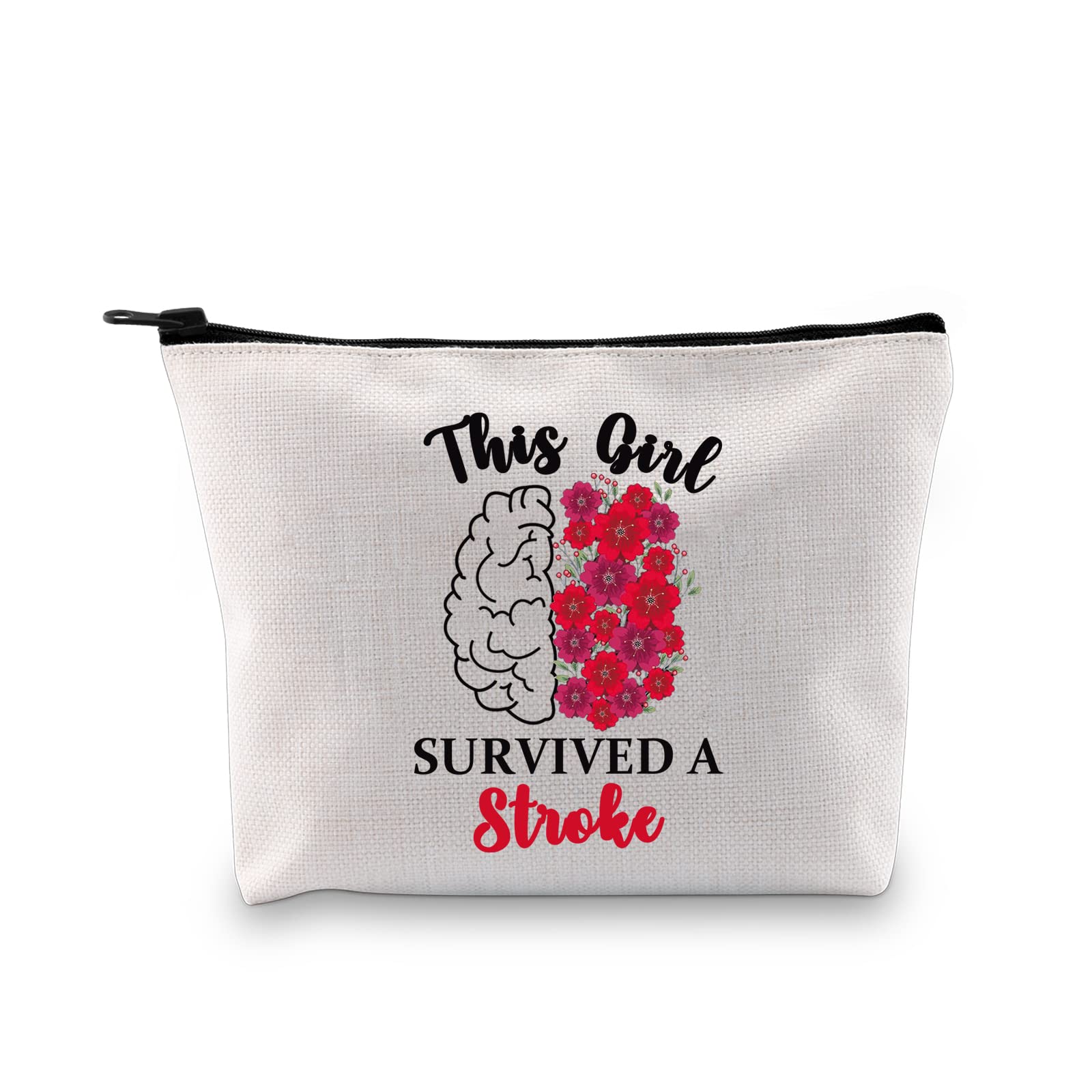 G2TUPStoke Awareness Gift This Girl Survived A Stroke Makeup Bag Stroke Survivor Cosmetic Bag Stroke Warrior Gift Zipper Travel Bag (Survived A Stroke MB)