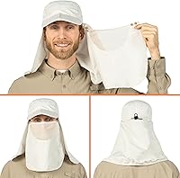Vista 2 de SUN CUBE Sombrero de sol de pesca con solapa para el cuello para hombres, cubierta de protección UV, gorra de cubo al aire libre con cubierta facial