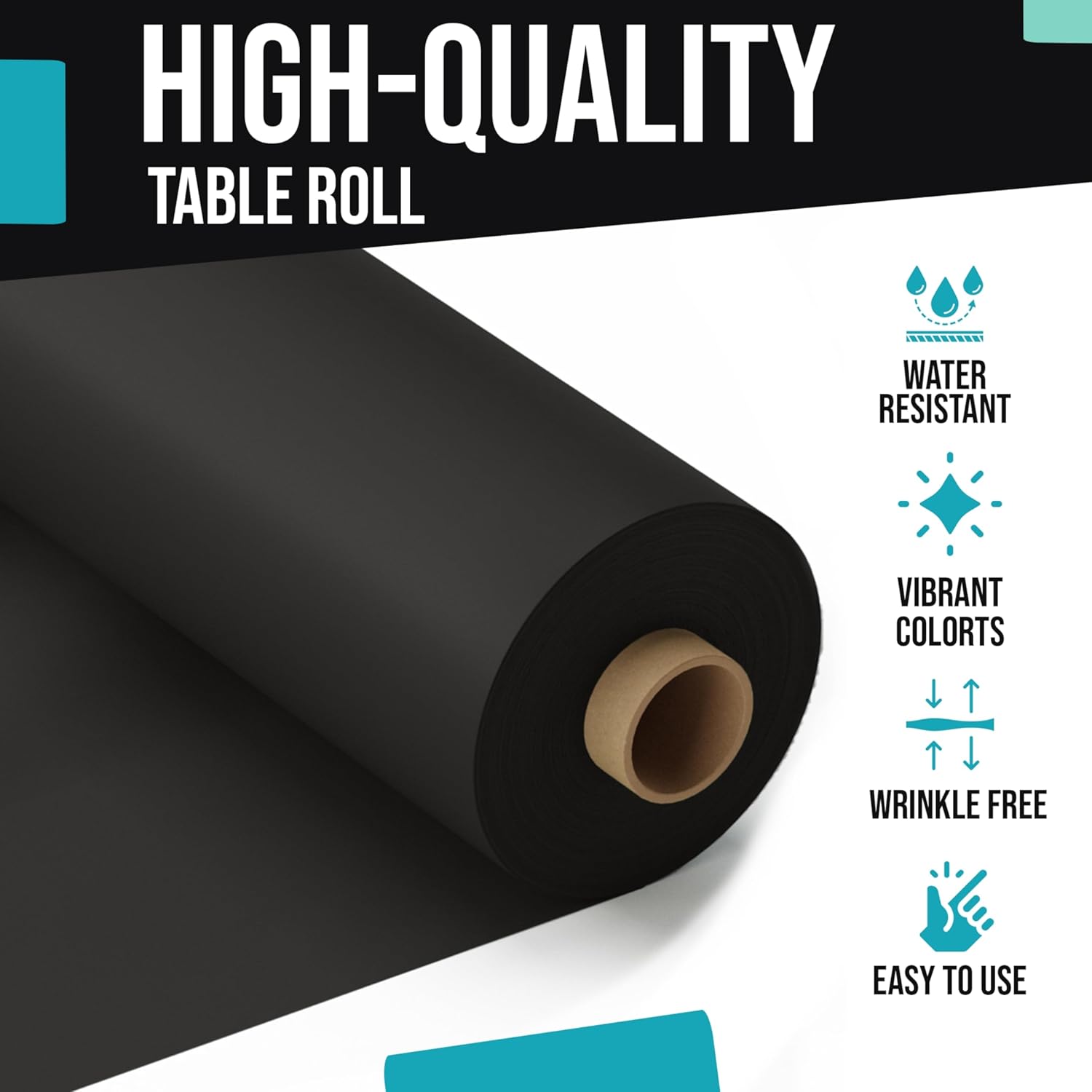 Exquisite Black Plastic Rectangular 300 Feet Tablecloth Roll - Premium Quality Disposable Banquet Table Covers - 40'' x 300' - Elegant for All Occasions
