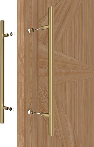 Miniatura 4 de Tirador redondo de acero inoxidable de 12 pulgadas, manija de empuje de doble cara, manija de puerta de granero deslizante francesa, manijas de