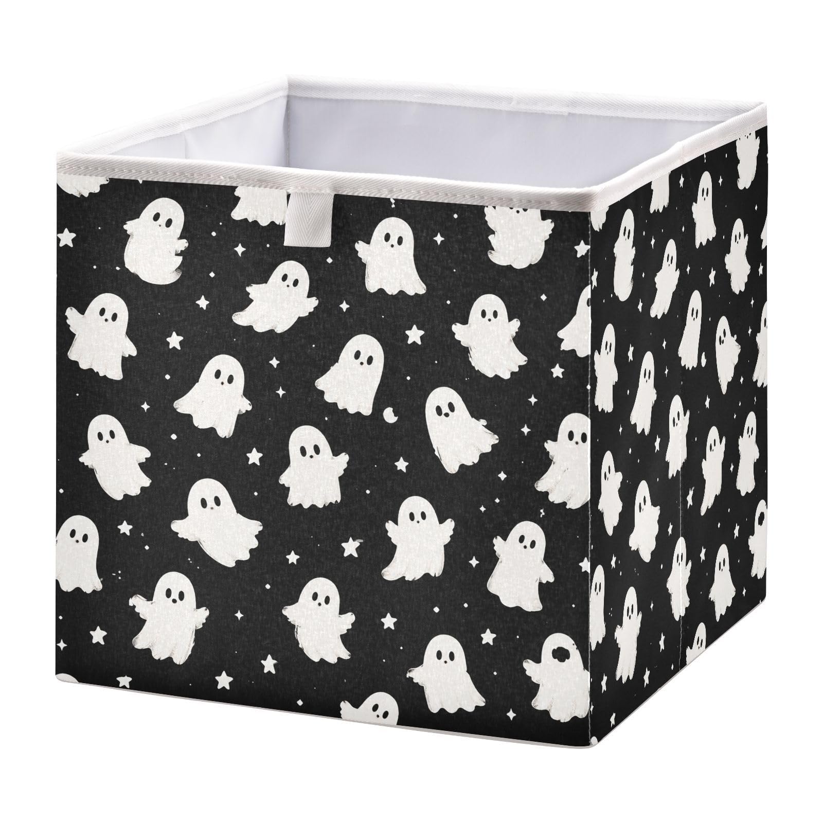 Ewusp Halloween Boo Cube Storage Boxes 28x28 cm Foldable Closet Organiser Bin Holiday Basket Baby Basket for Nursery Bedroom Office