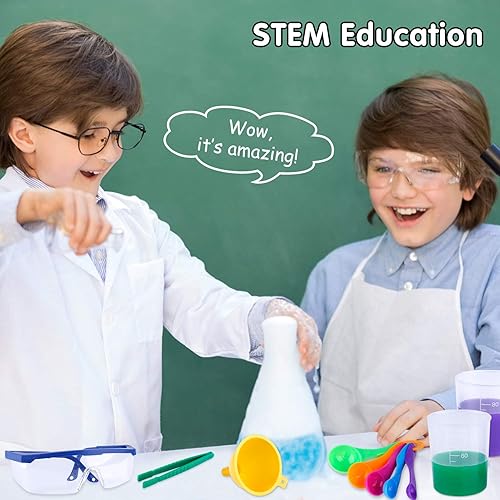 Miniatura 6 de INNOCHEER Kit de experimento científico para niños con bata de laboratorio, disfraz de científico y juguetes de juego de rol, regalo para niños y
