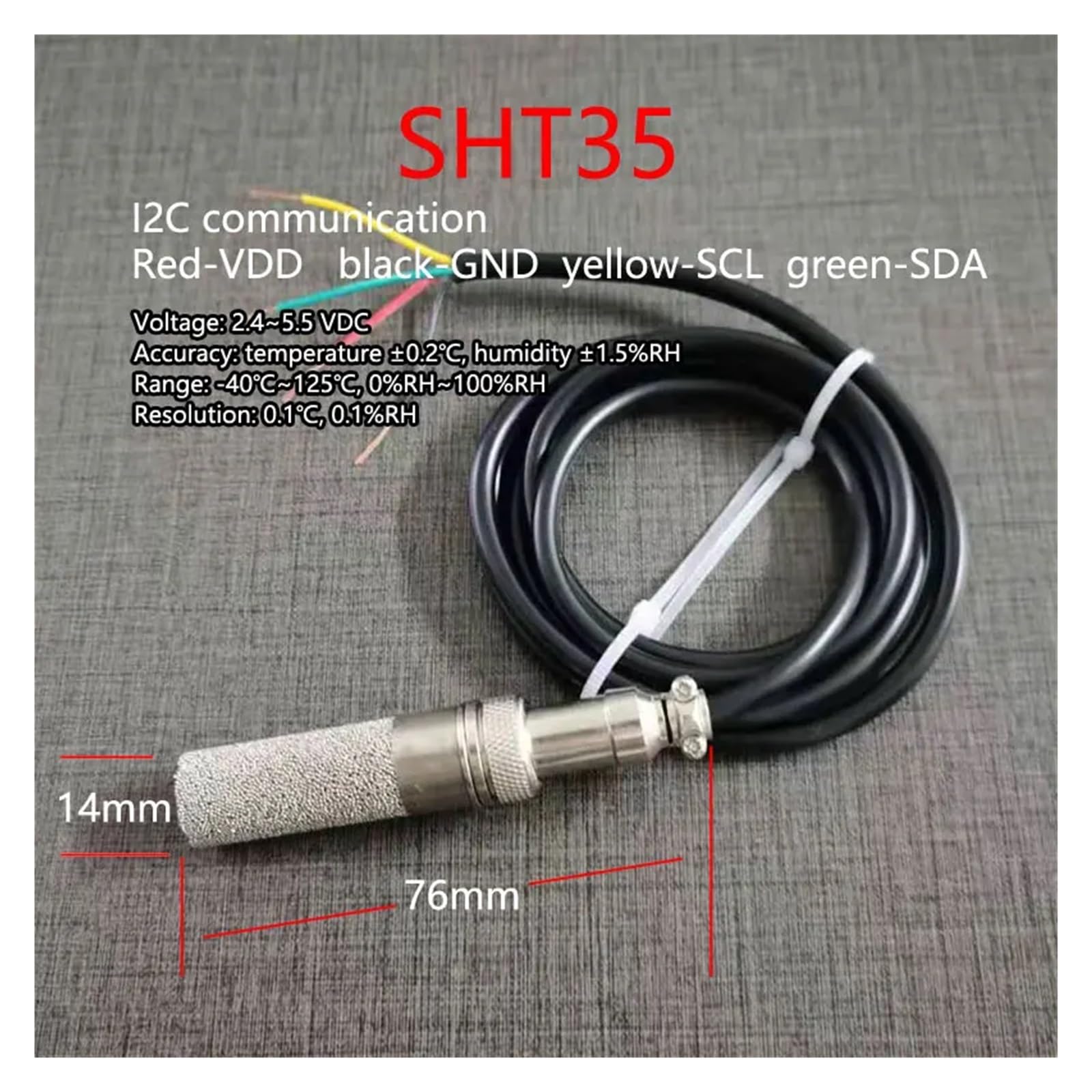 Sensor de Temperatura y Humedad del Suelo SHT10 SHT20 Sht30 31 Sht35, sonda del Sensor de Humedad del Aire agrícola, Carcasa del Sensor a Prueba de Polvo (Color : SJ76-SHT35)