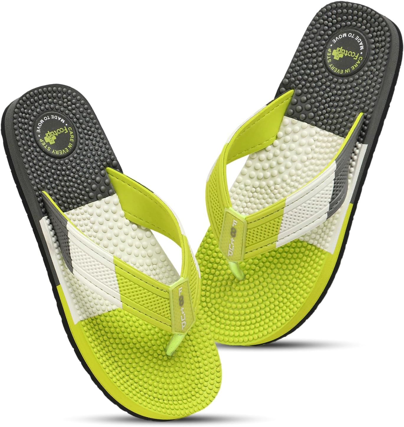 FOOTUP Men’s Acupressure Massage Slippers | Orthopedic Comfort Sandals with Anti-Skid Sole & Foot Reflexology Beads – Everyday Wear Pain Relief Slippers for Healthy Relaxed Feet