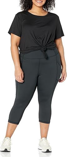 Miniatura 8 de Tienda Essentials - Camiseta de mujer con tecnología Quick Dry, elástica, manga corta, cuello redondo, para entrenamiento y gimnasio, paquete