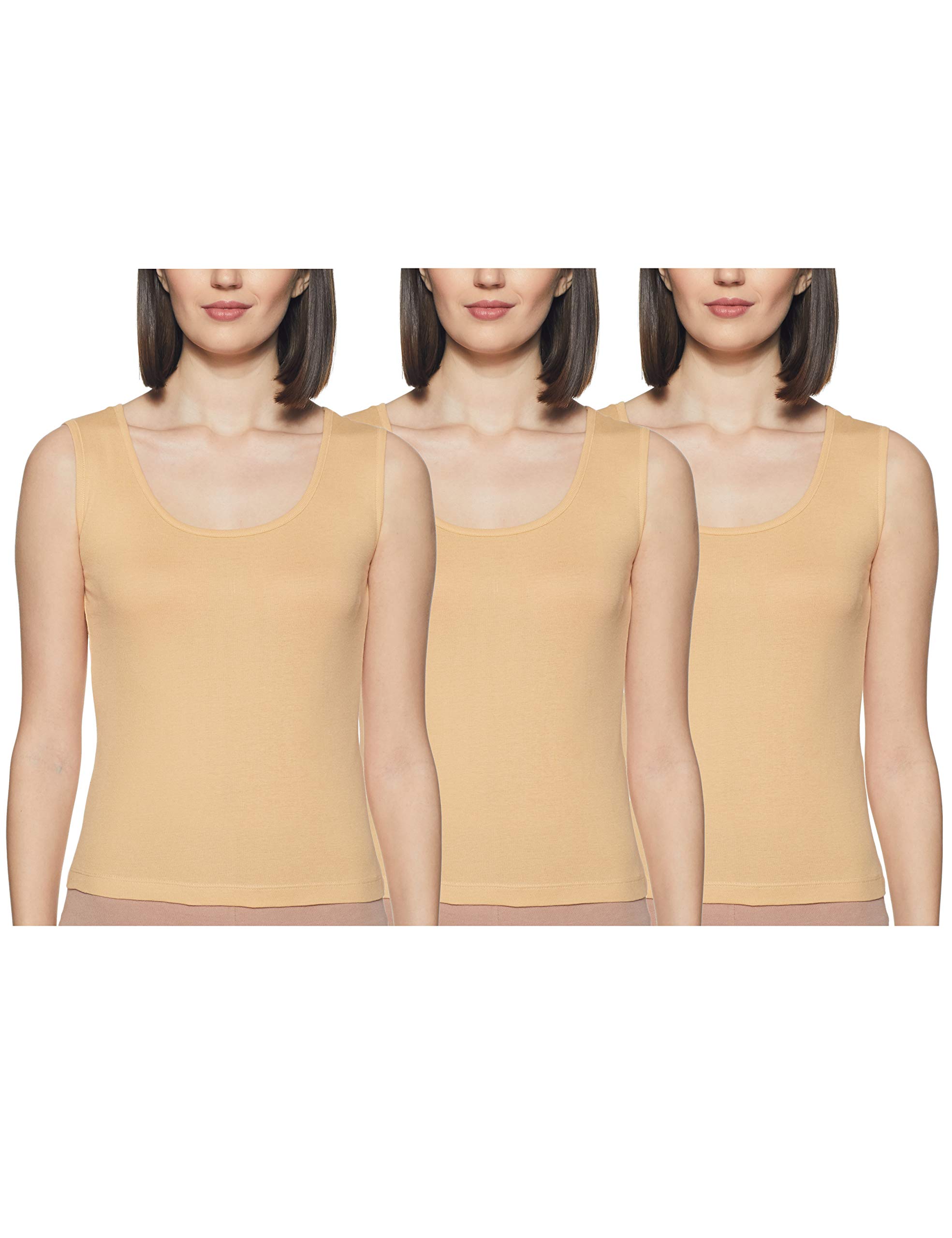 Regular Fit Women Super Combed Cotton Tank top, Stretchable and Body-Hugging, Solid Color,Pack of 3 (221-3P_Skin 085)-image-34