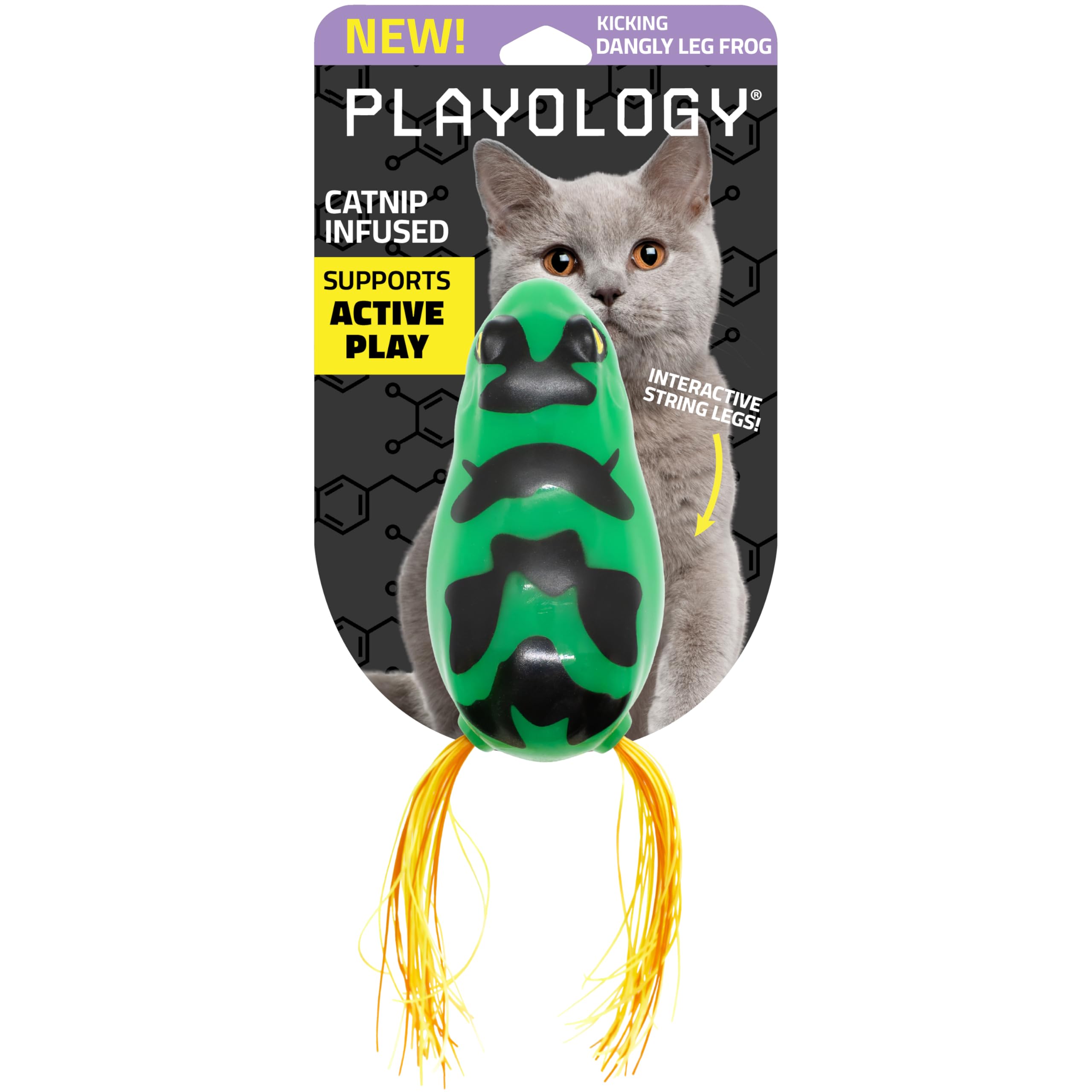 Playology Cat Toys | Catnip Toy Dangly Leg Frog Cat Toys for Indoor Cats | Toy Made from Non Toxic Materials