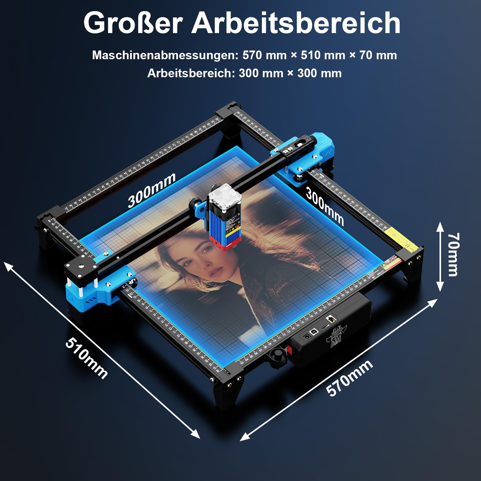 Twotrees TTS 55 Pro Laser Graviermaschine, 5.5W Laser Cutter, 30000mm/min, Offline-Steuerung über App, Graviermaschine Mit Schutzbrille für Holz, Leder, Acryl, 300x300mm Arbeitsbereich
