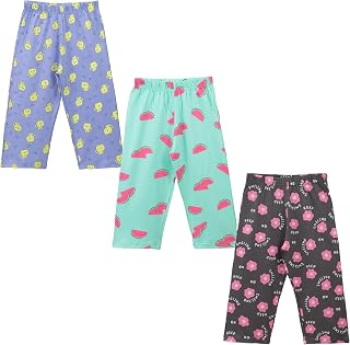 Zuniors Girls 100% Cotton Printed 3/4 Length Pants Combo | Soft Elastic Waist Stylish Bottomwear | Pack of 3 Comfy & Trend... Price In India
