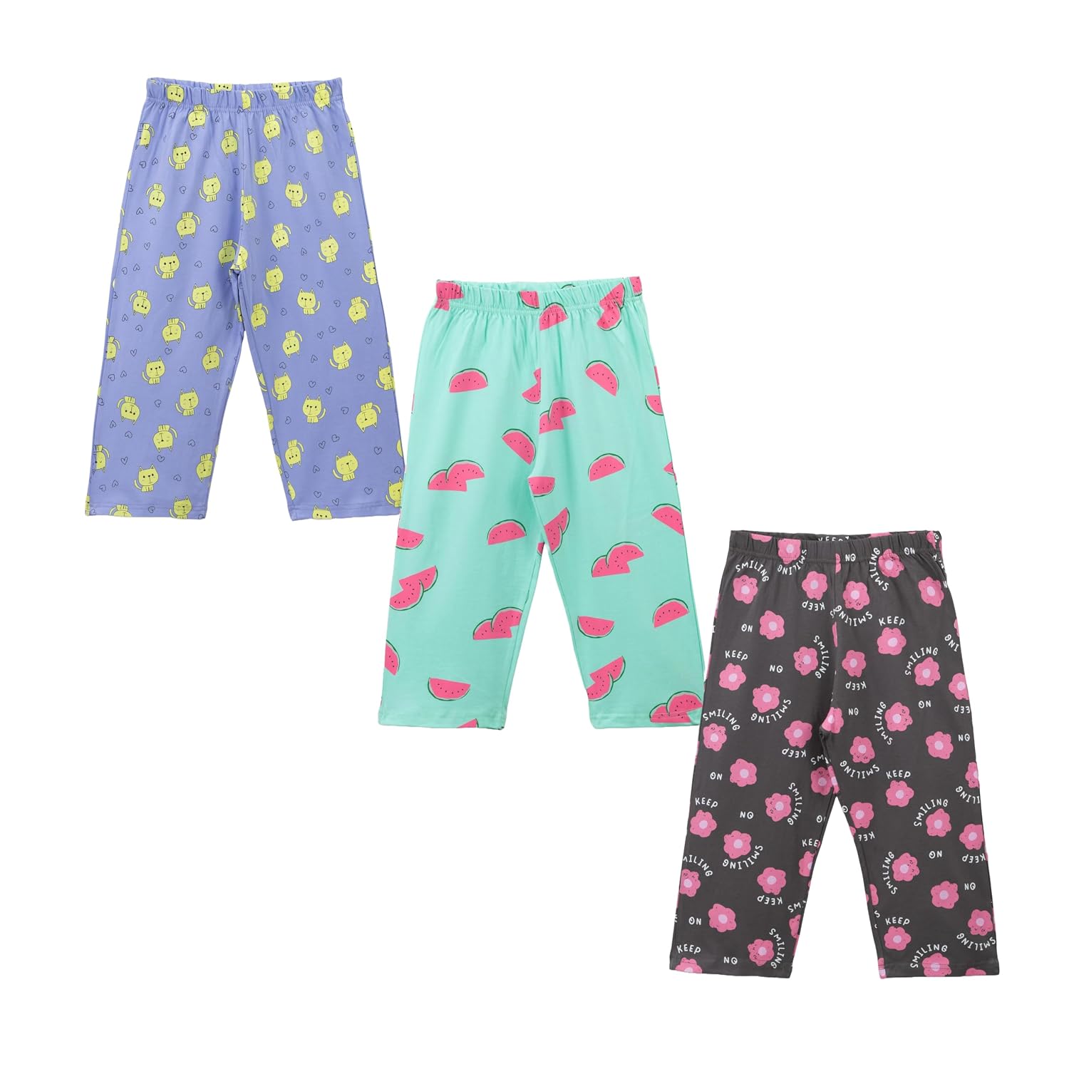 Zuniors Girls 100% Cotton Printed 3/4 Length Pants Combo | Soft Elastic Waist Stylish Bottomwear | Pack of 3 Comfy & Trend... - Review, Price and Buying Guide