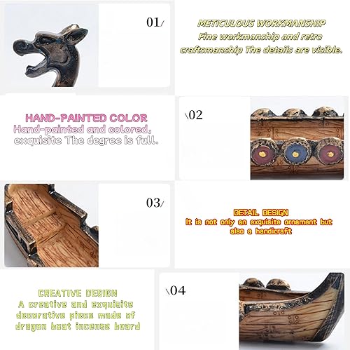 Miniatura 4 de Quemadores de incienso retro diseño chino tradicional dragón barco incienso palo titular quemador tallado a mano tallado incensario adornos