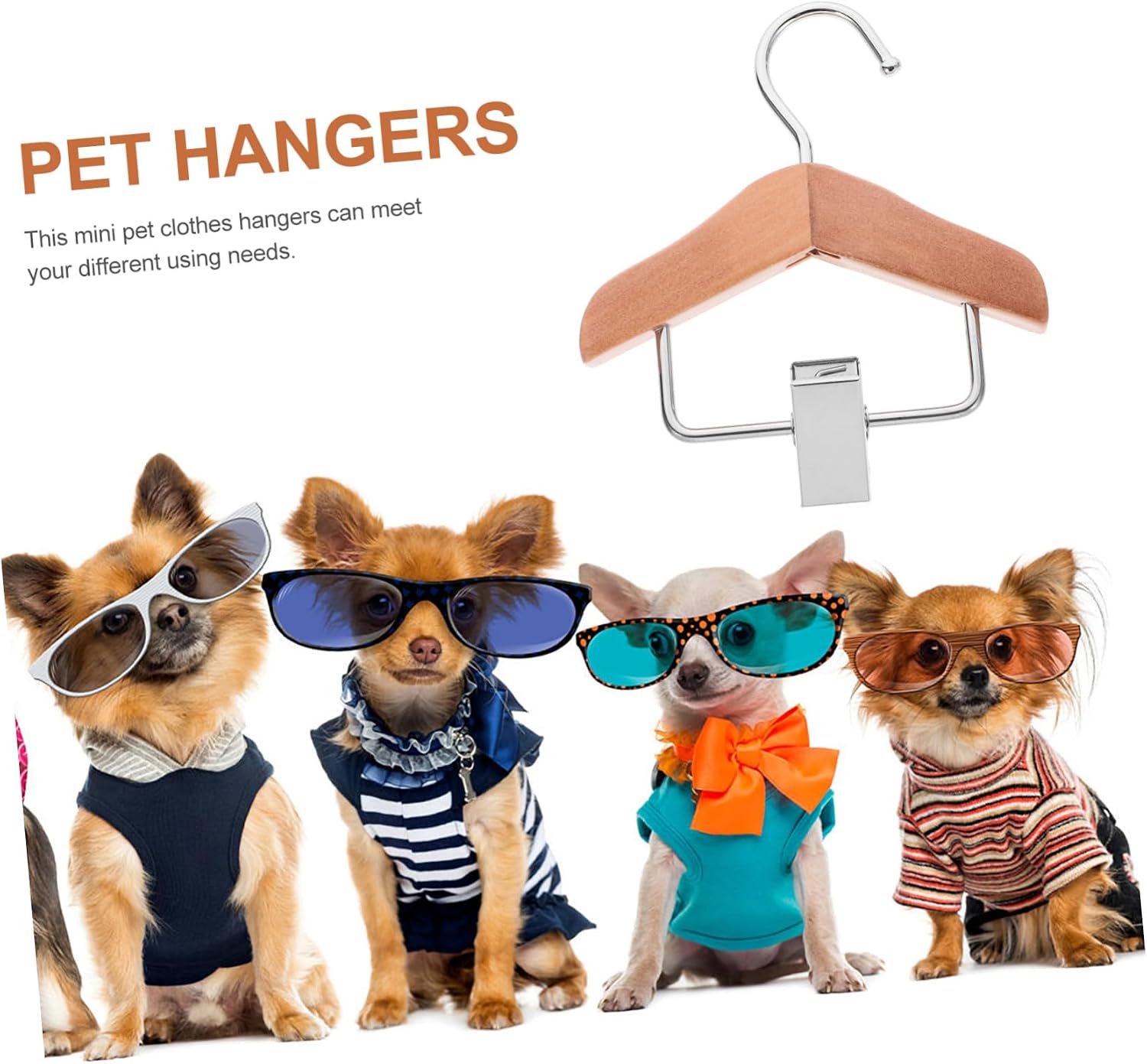 PRETYZOOM Wooden Pet Hanger Small Dog Clothing Rack Dog Hooks Pet Clothing Storage Hangers for Clothes image 3