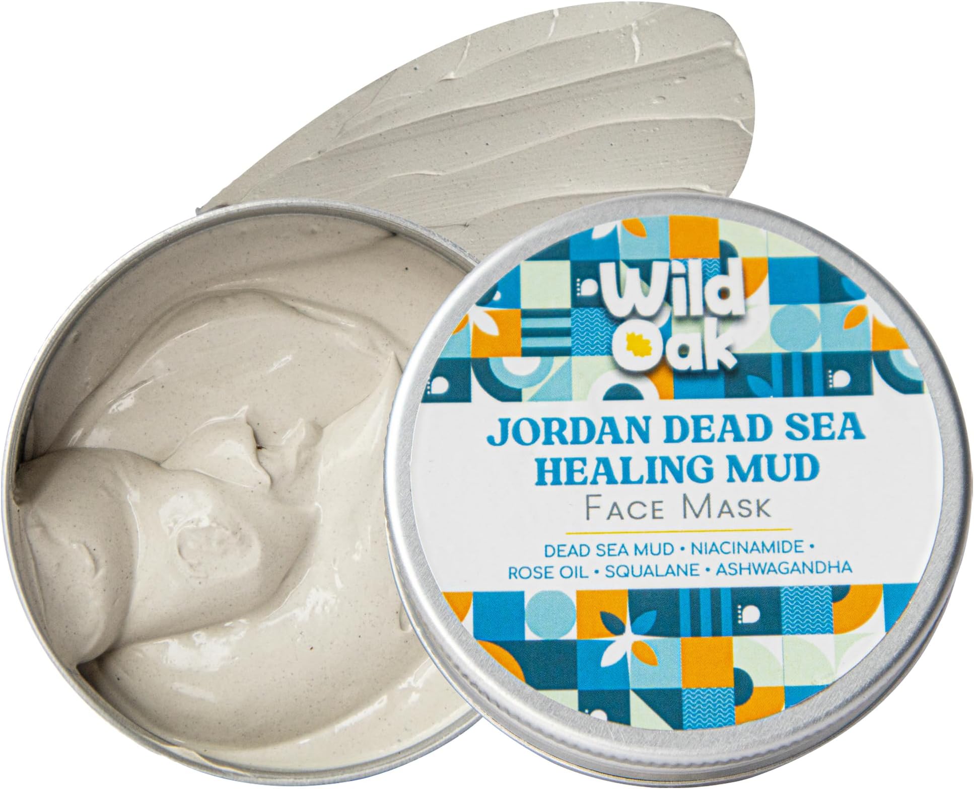 WildOak Jordan Dead Sea Mud Face Mask | 2% Niacinamide | Detox & Purifying Clay Mask | Absorbs Oil & Toxins | Fights Blemishes & Aging | De-Tan & Brightens | Evens Tone & Hydrates Skin | 100g