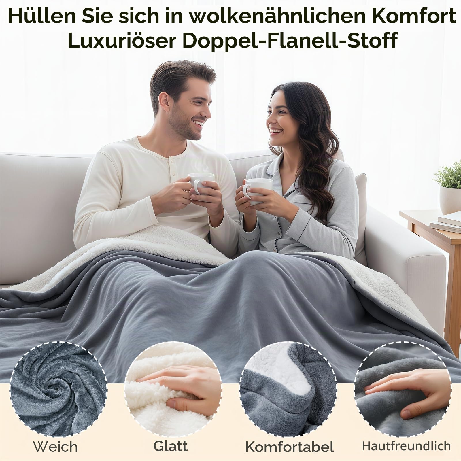 Qoosea Heizdecke mit Abschaltautomatik 160x130 cm Elektrische Flanell-Heizdecke mit 9 Wärmestufen & 9 Timer-Einstellungen LED-Anzeige Waschmaschinenfest Heizkissen für Bett Sofa Office Geschenk