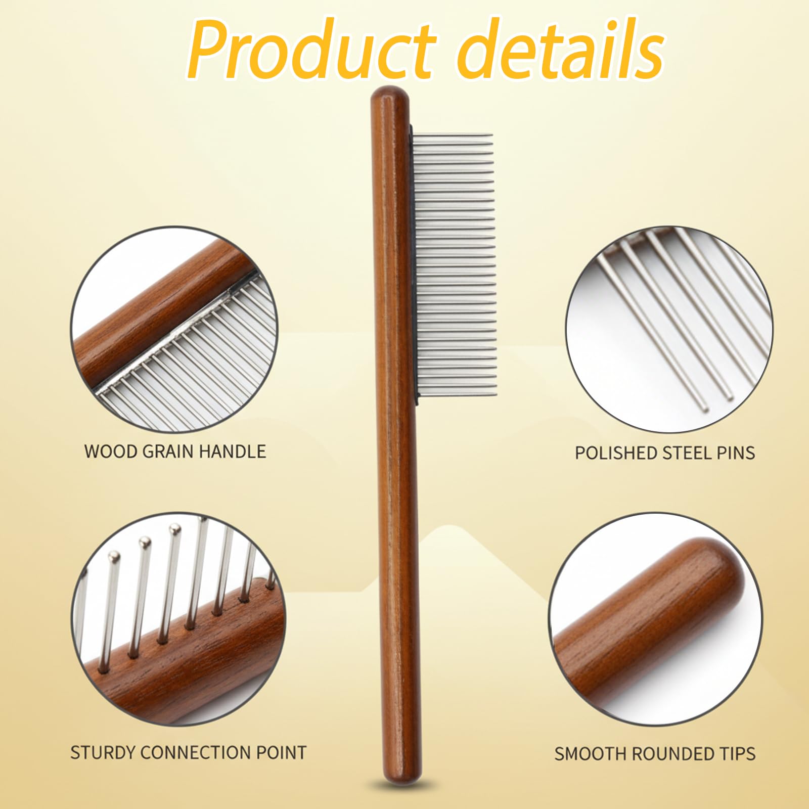 Peigne pour chat et chien, 3 pièces, peigne en bois pour démêler les poils longs et courts, peigne anti-nœuds en métal, idéal pour le toilettage des animaux