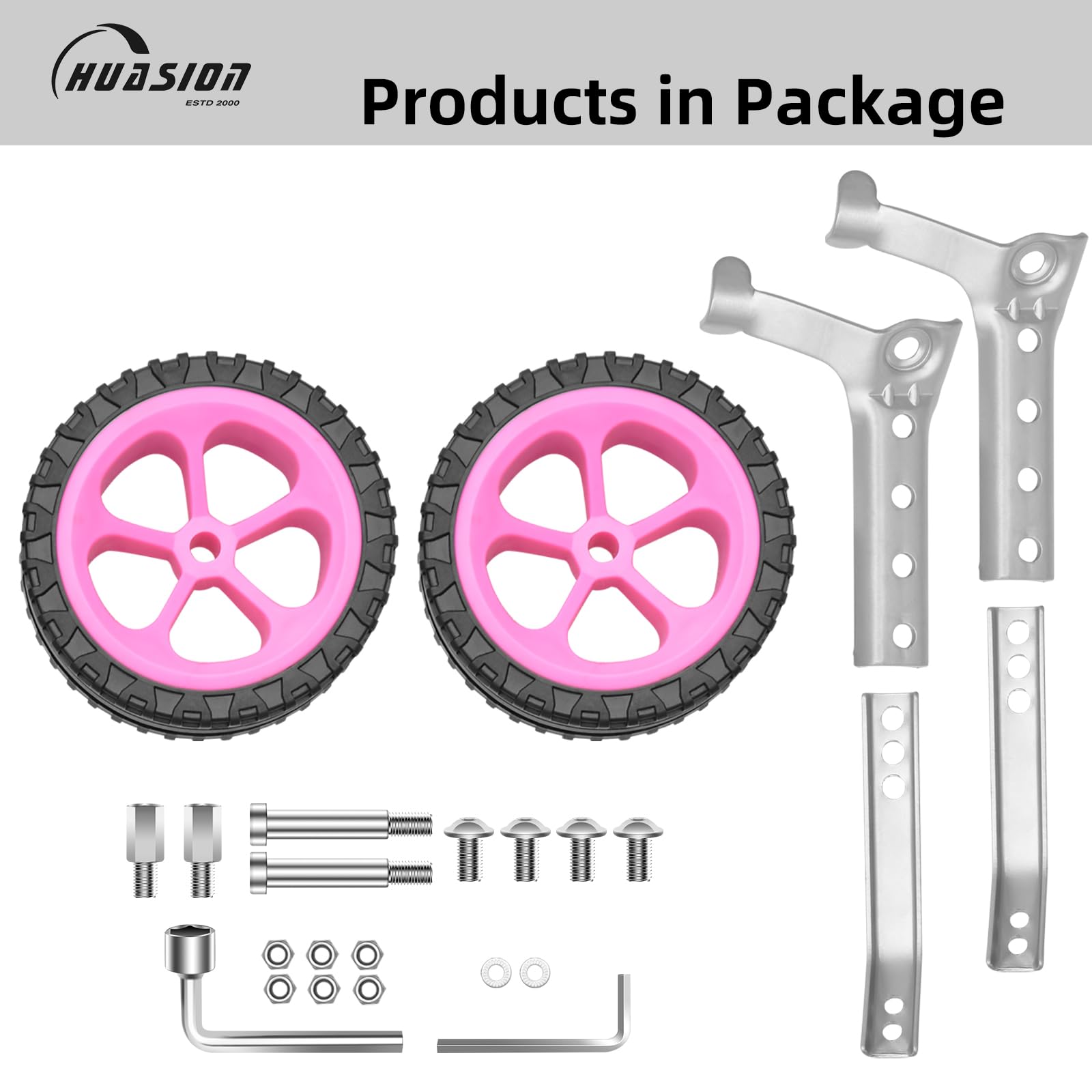 Ruedas de entrenamiento ajustables para bicicleta, kit de ruedas de entrenamiento para bicicleta de 16, 18, 20, 22, 24 pulgadas, incluye estabilizadores para velocidades variables, color rosa