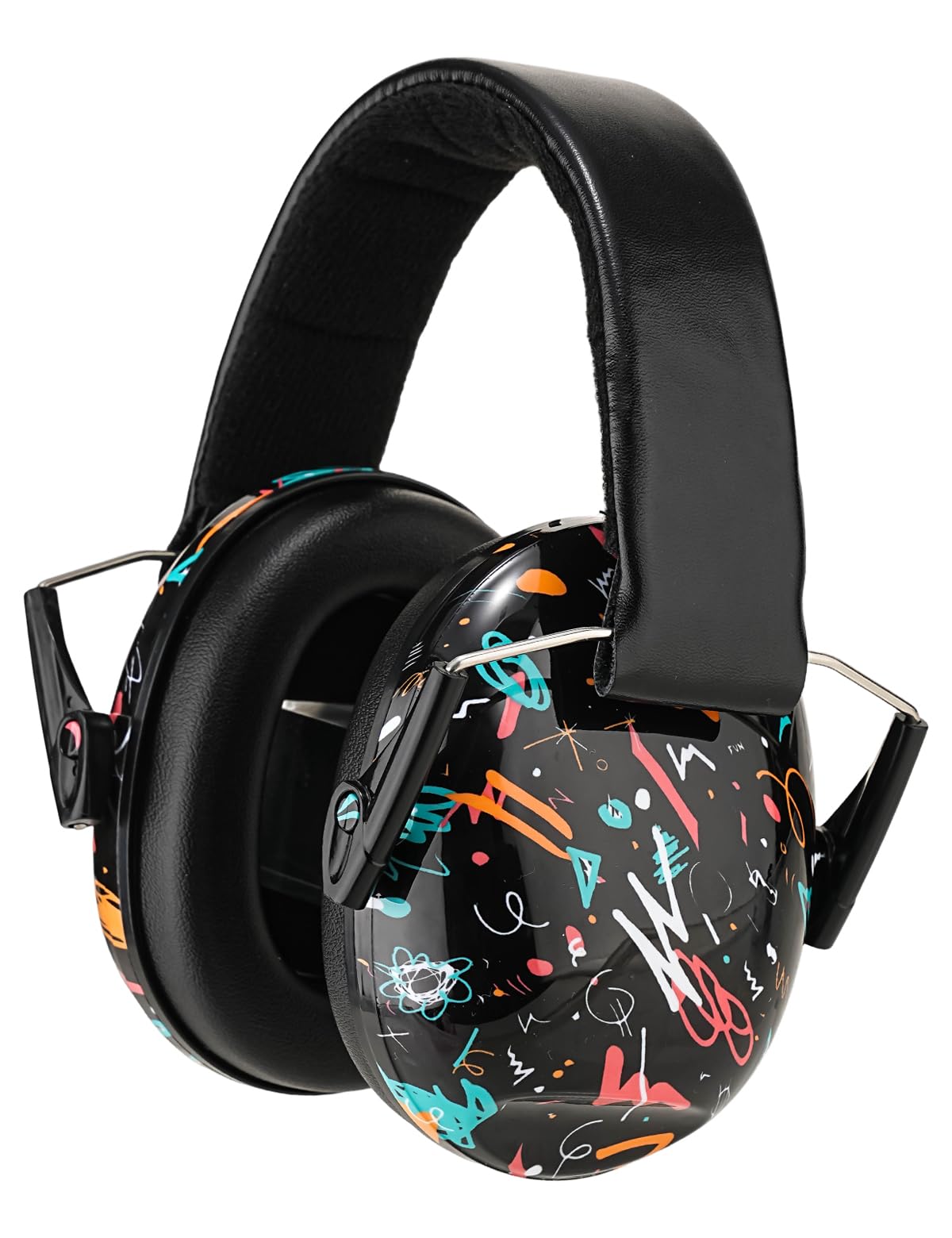 ZHONYEE Kids Noise Cancelling Earmuffs, 25-30dB Noise Reduction Hearing Protection for Children, Adjustable Headband for Autism Sensory Needs, for Concerts Fireworks Travel Study(Black Graffiti)