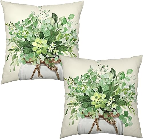 Miniatura 52 de Fundas de Almohada Decorativas de Invierno Navidad Renos Pino Pájaros Cardinales País de las Maravillas Bosque Funda de Almohada 18x18 Juego de 2