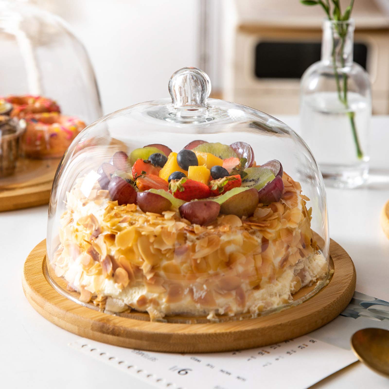Przykrywka Do Kuchenki Mikrofalowej,6/8/10 Cal tace na ciasto z pokrywką, domowe miski na owoce chleb i talerze na kanapki zagęszczona szklana kopuła ser i sałatka kopuła pokrywa kopuła żywn